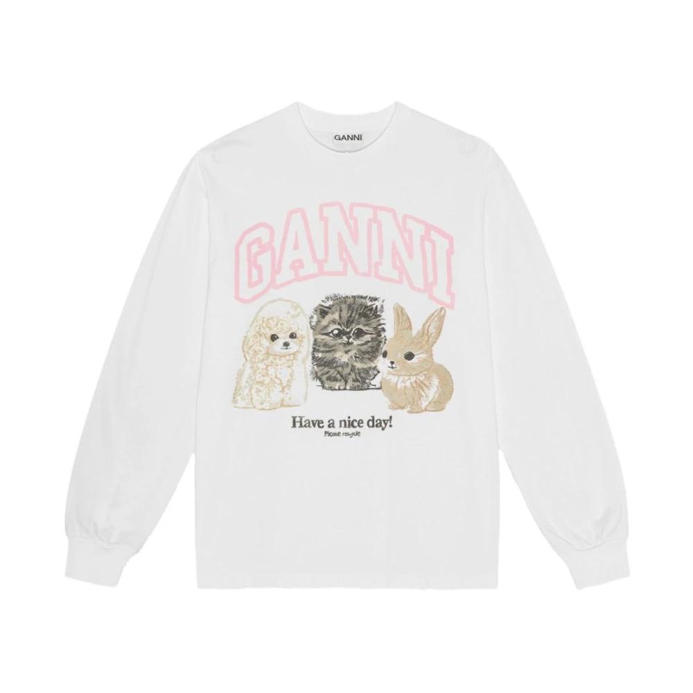 GANNI 刺繍ロゴ ホワイトスウェット GANNI White sweater with logo print – Lord & Taylor