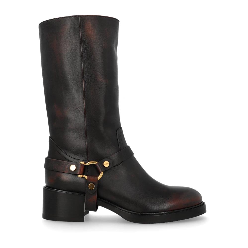 ミドルブーツ CHLOE Women Boots CHC24A03ALY P CHLOE 246 BROWN Arezzo Women's Chloe High Block Heel Platform Boots - Macy's