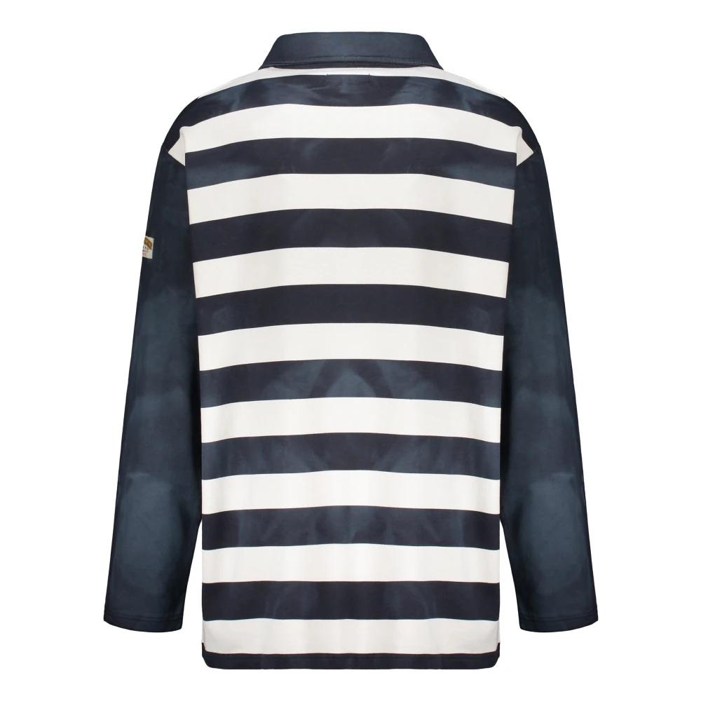 【MARTINE ROSE】LOGO PRINT SWEATSHIRT - WHITE:NAVY Martine Rose logo-print long-sleeve Cotton T-shirt | White