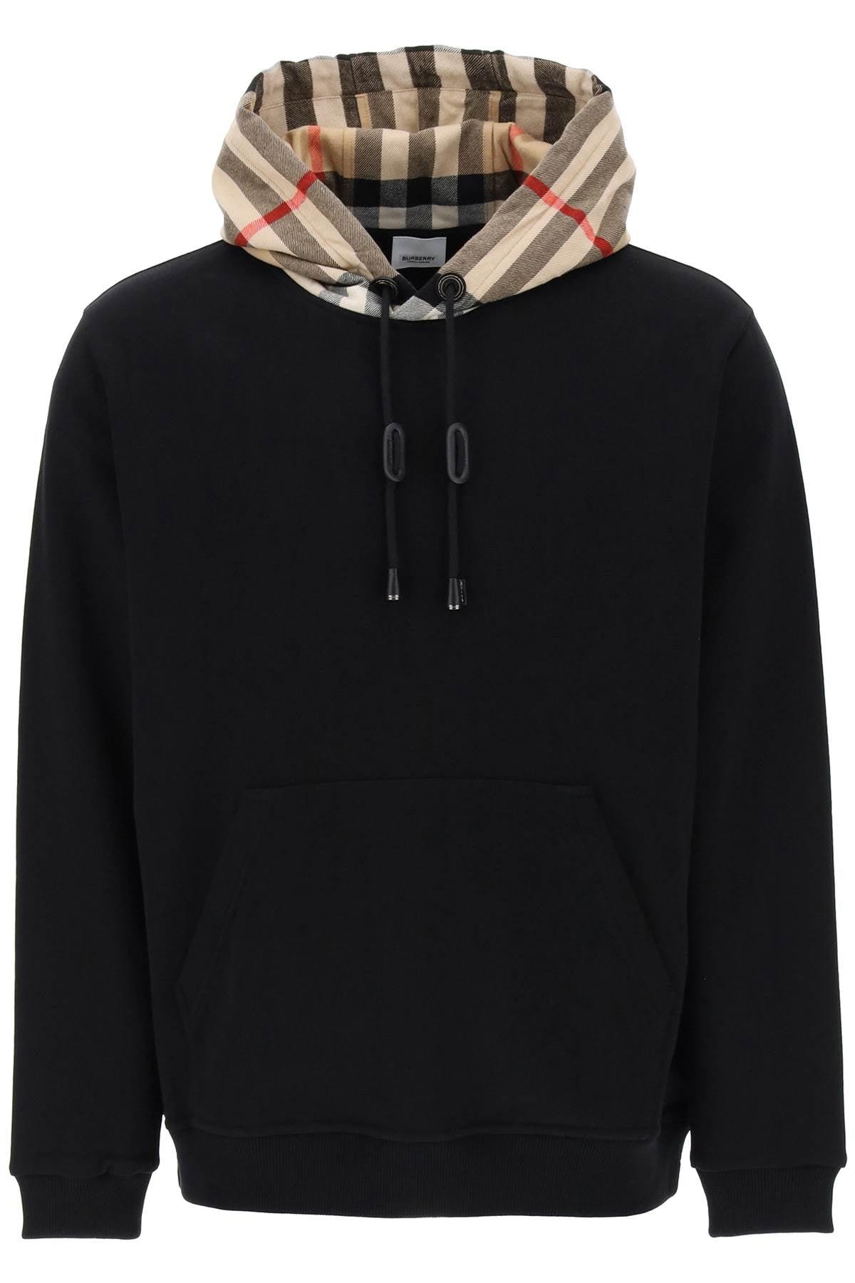 Burberry 'samuel' Sweatshirt With Check Hood in Black for Men | Lyst