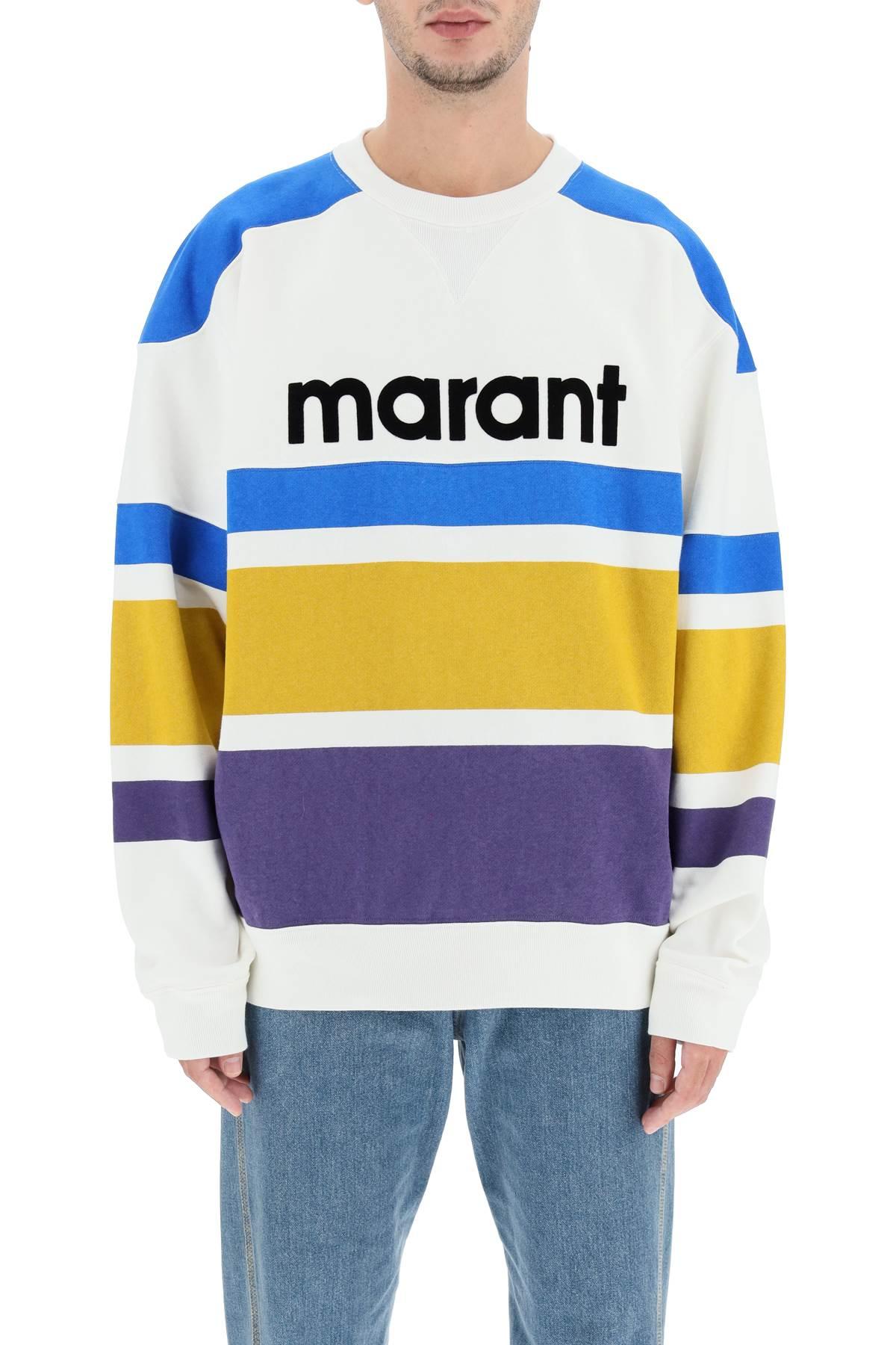 Isabel Marant Cotton Logo-print Striped Sweatshirt in Blue for Men gym and workout clothes Mens Activewear gym and workout clothes Isabel Marant Activewear 