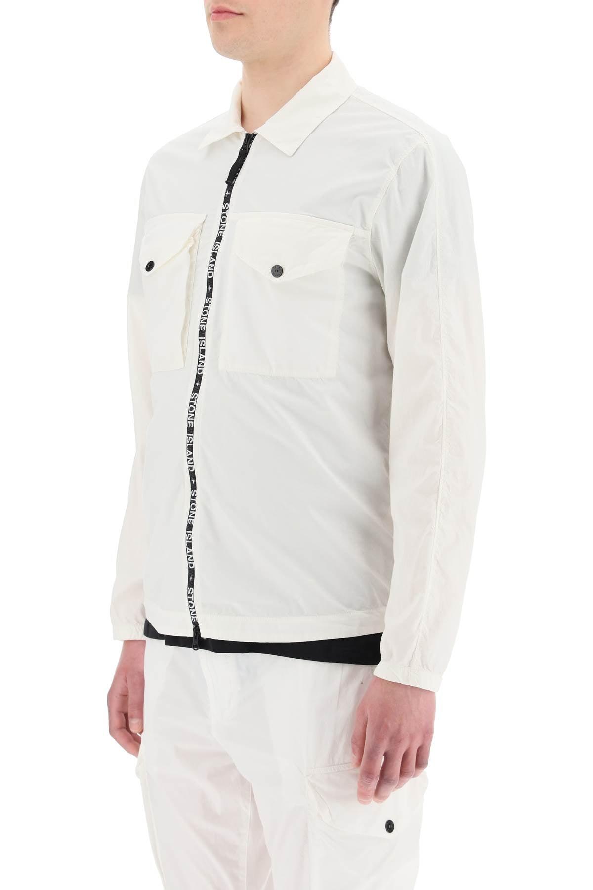 Stone Island Monogram Zip Shirt in White for Men | Lyst