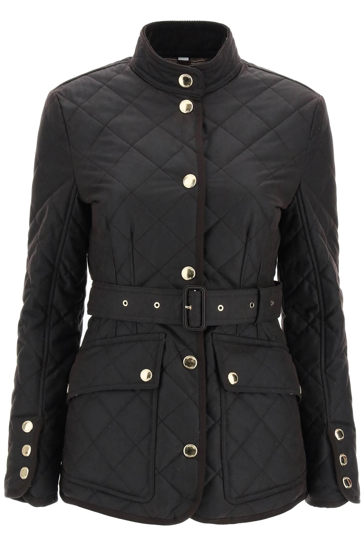 Burberry Quilted Waxed Jacket in Black | Lyst