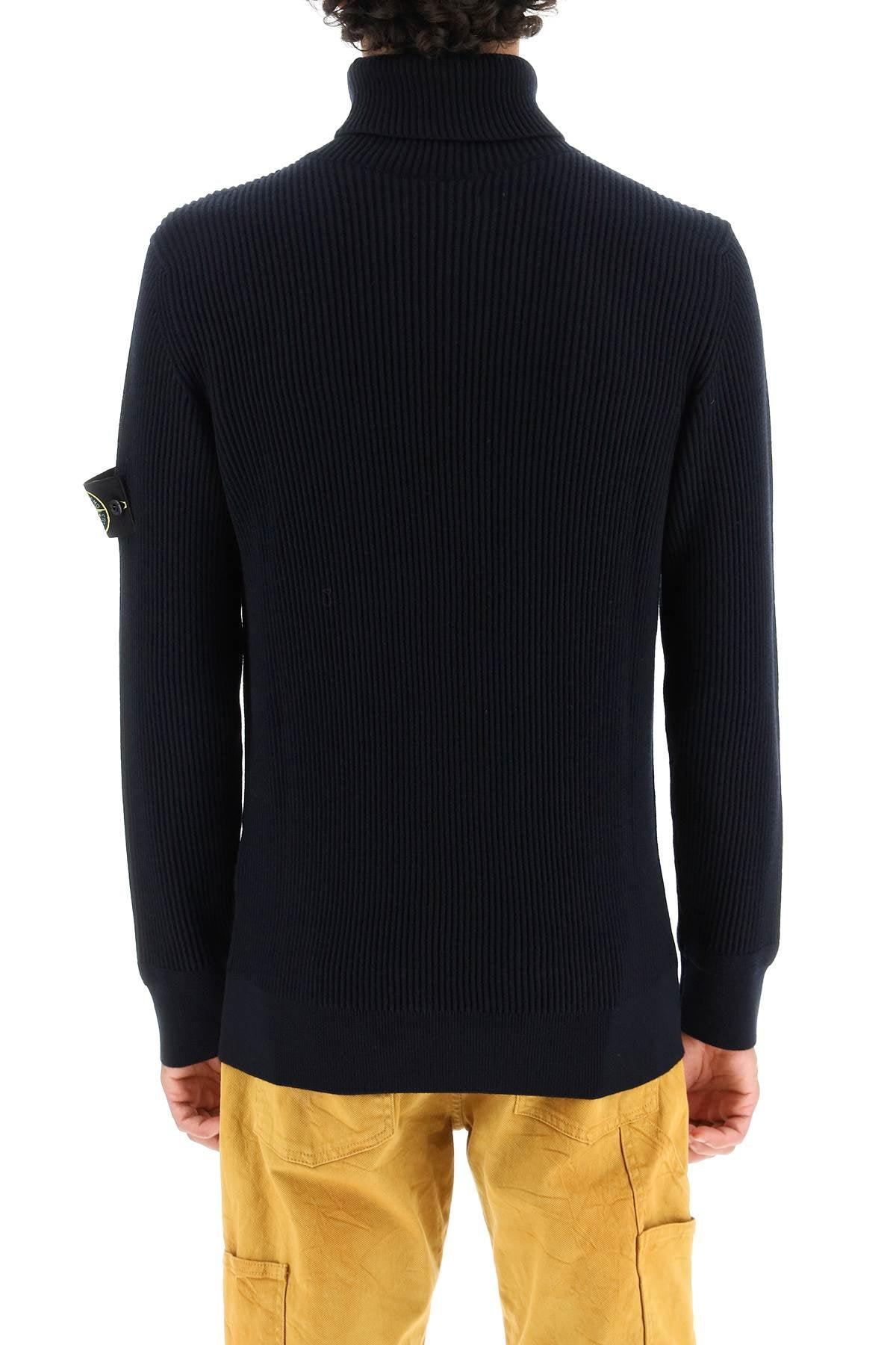 Stone Island Ribbed Wool Sweater in Blue for Men | Lyst