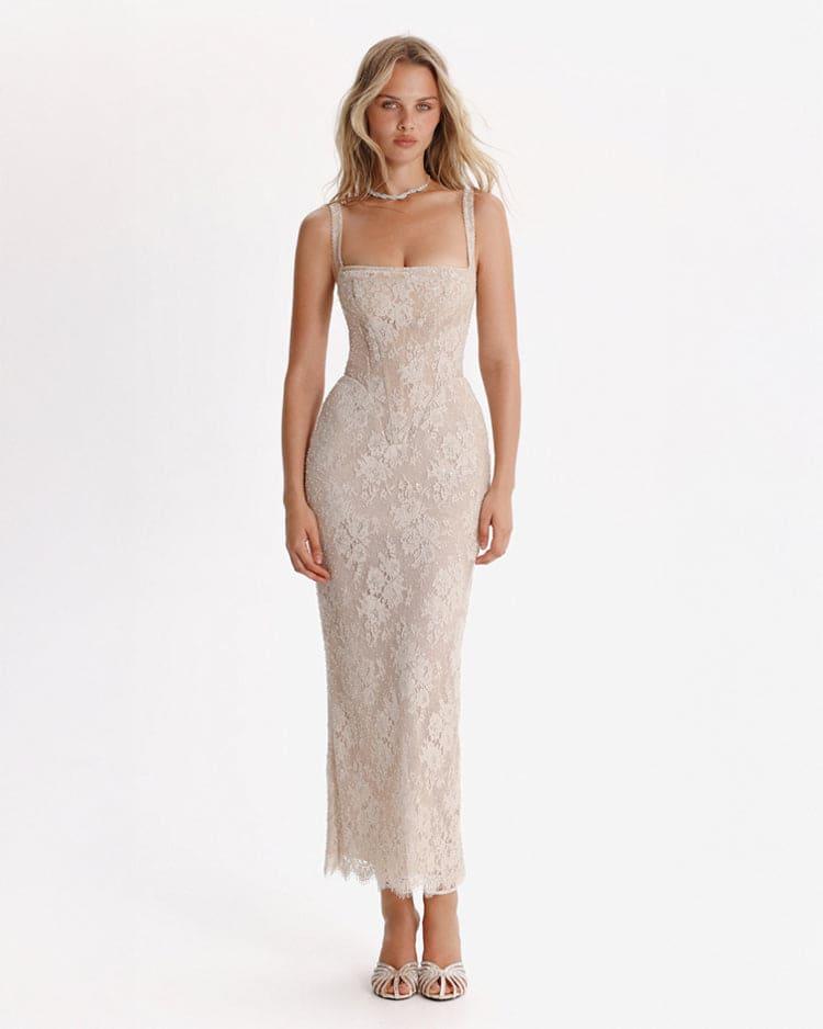 chinese dress ladies Marine Mist Sequin Knit Maxi Dress Pink