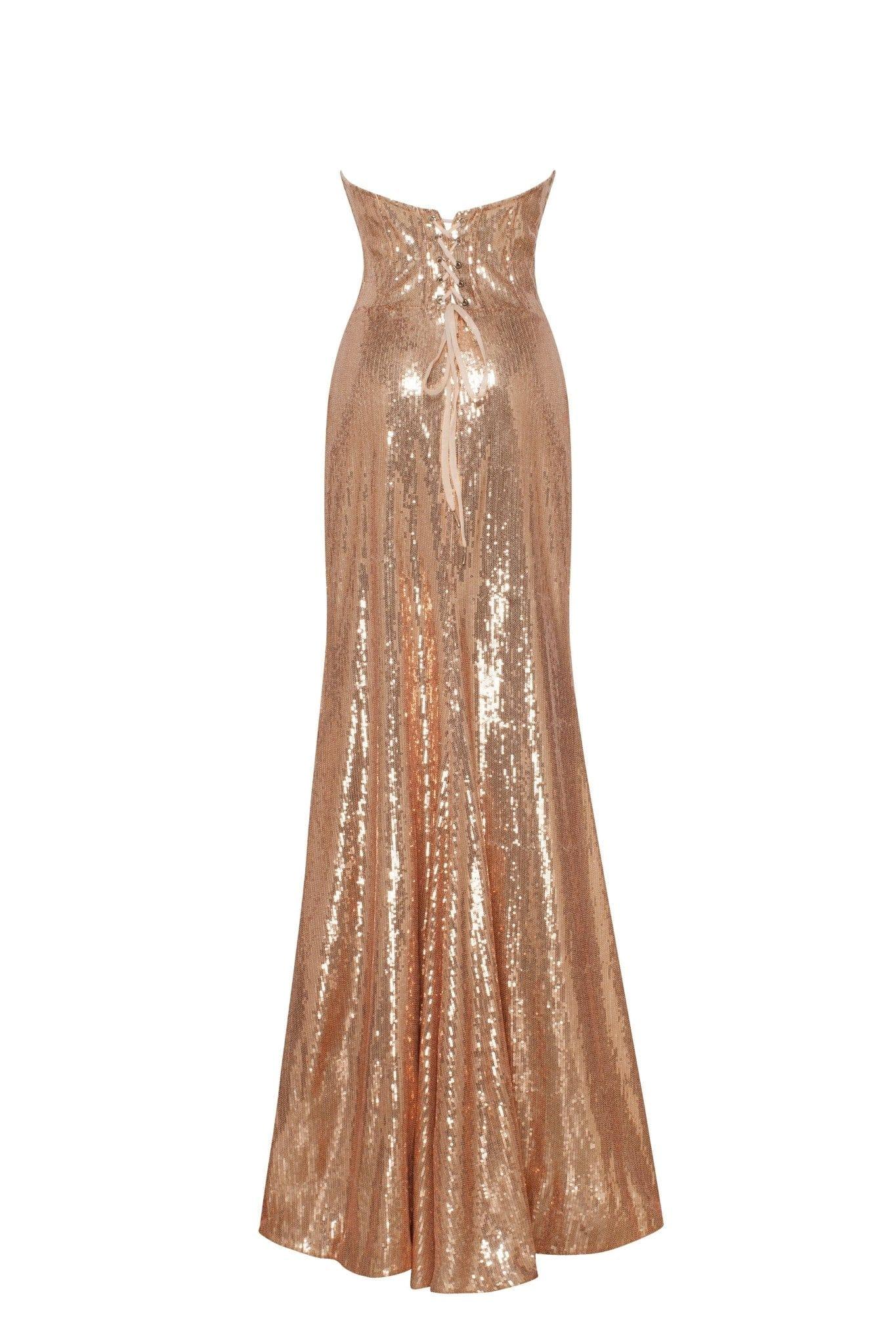 slim fit dress slacks Milla Gold Sparkly Gown – GlamEdge Dress & Gown main image 0