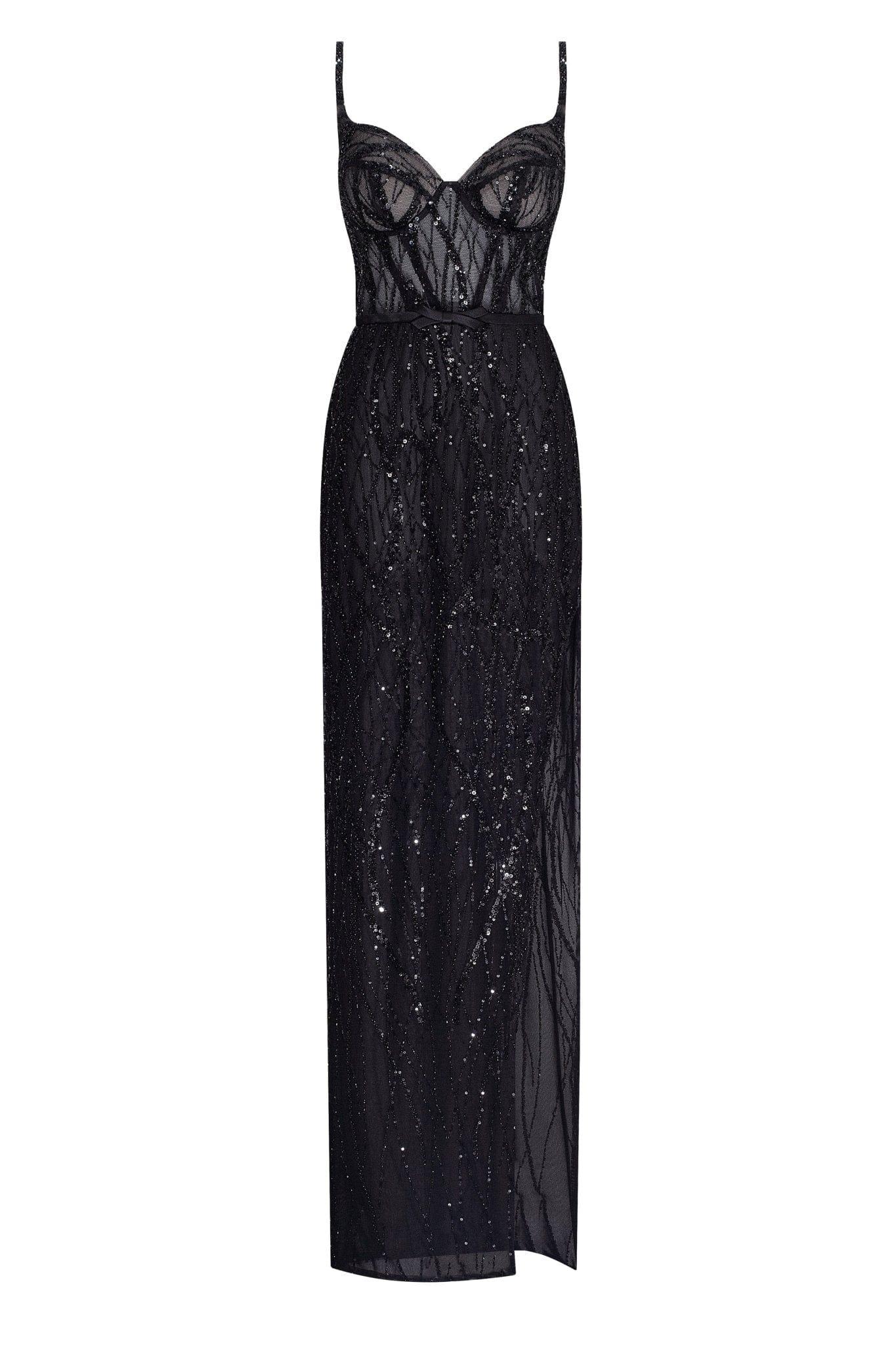 chinese dress ladies Milla Women's Astonishing Sequined Maxi Gown On Spaghetti Straps