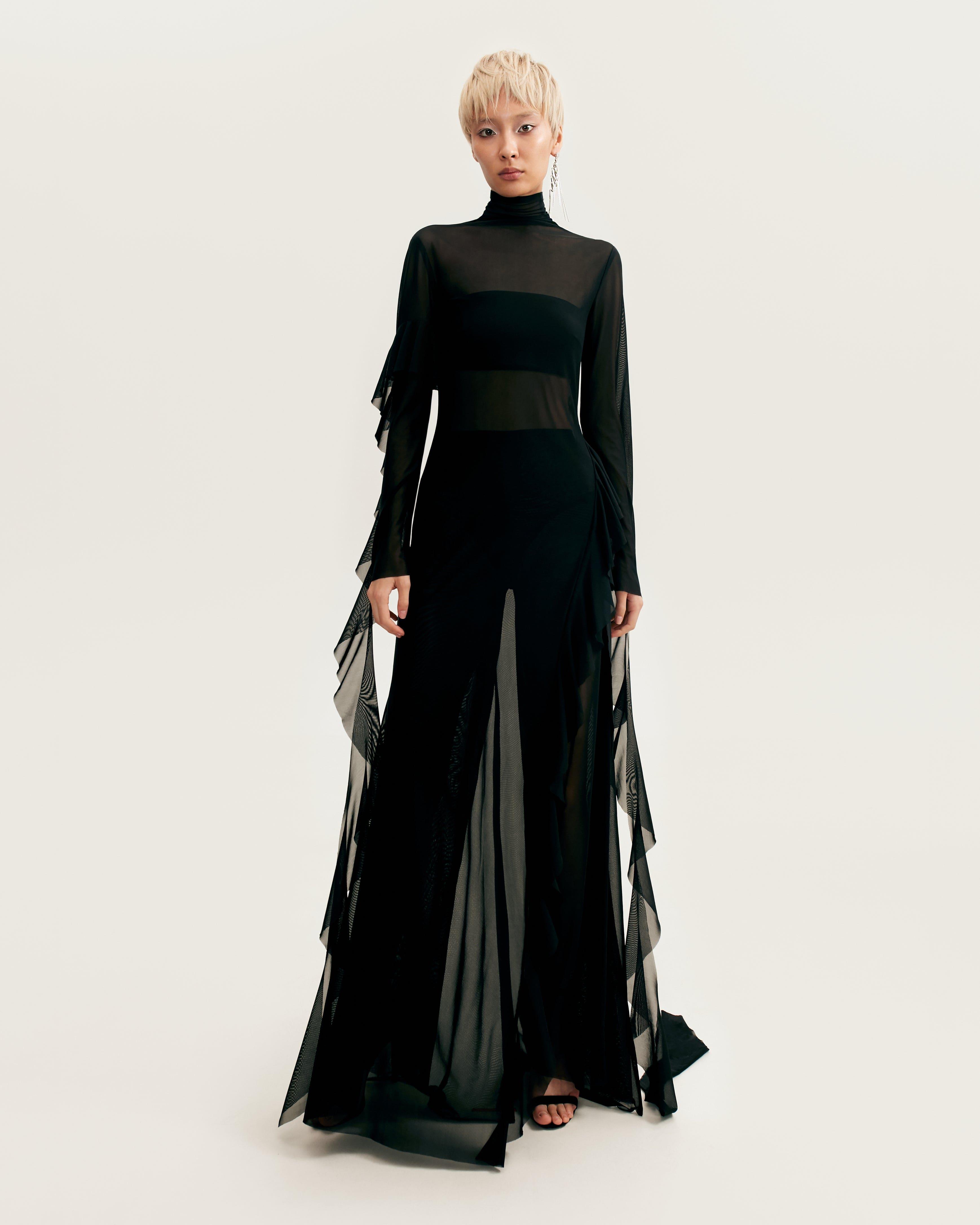 green emerald velvet dress Millà Women's Elegant Mock Neck Maxi Dress, Parisienne - Blue main image 0
