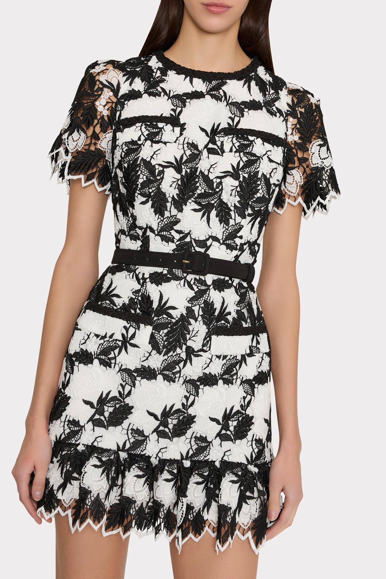 MILLY Paola Two Tone Lace Mini Dress in Black | Lyst