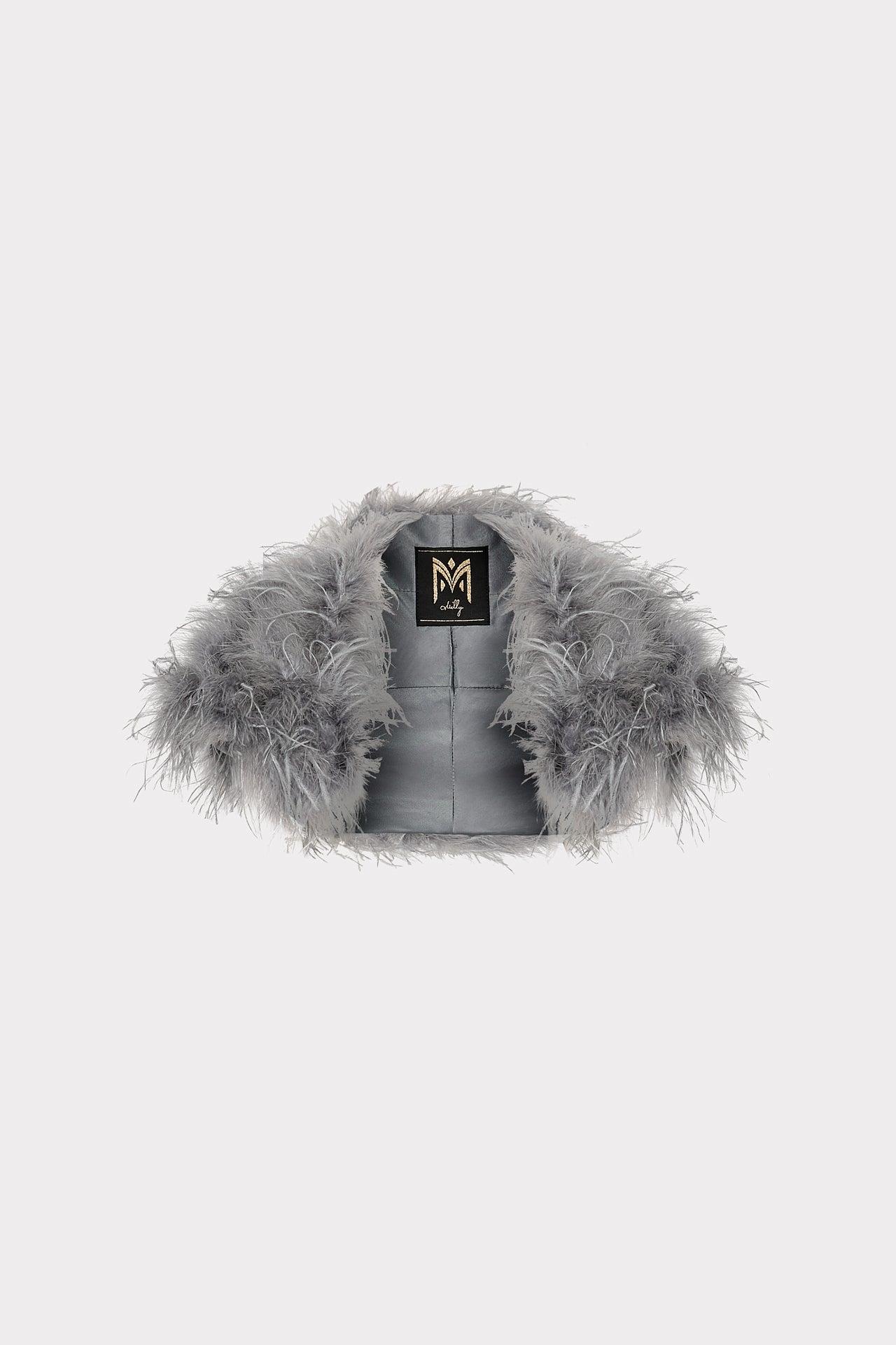 MILLY Feather Bolero in Gray | Lyst