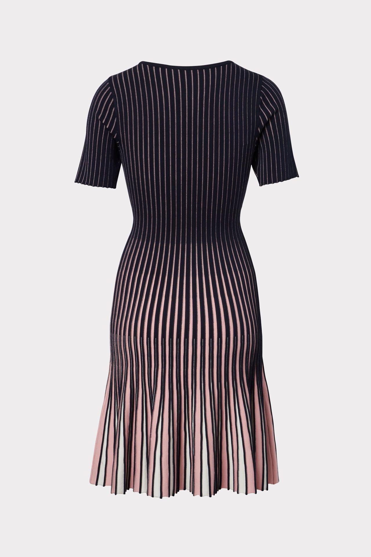 MILLY Inset Stripe Flare Godet Dress in 