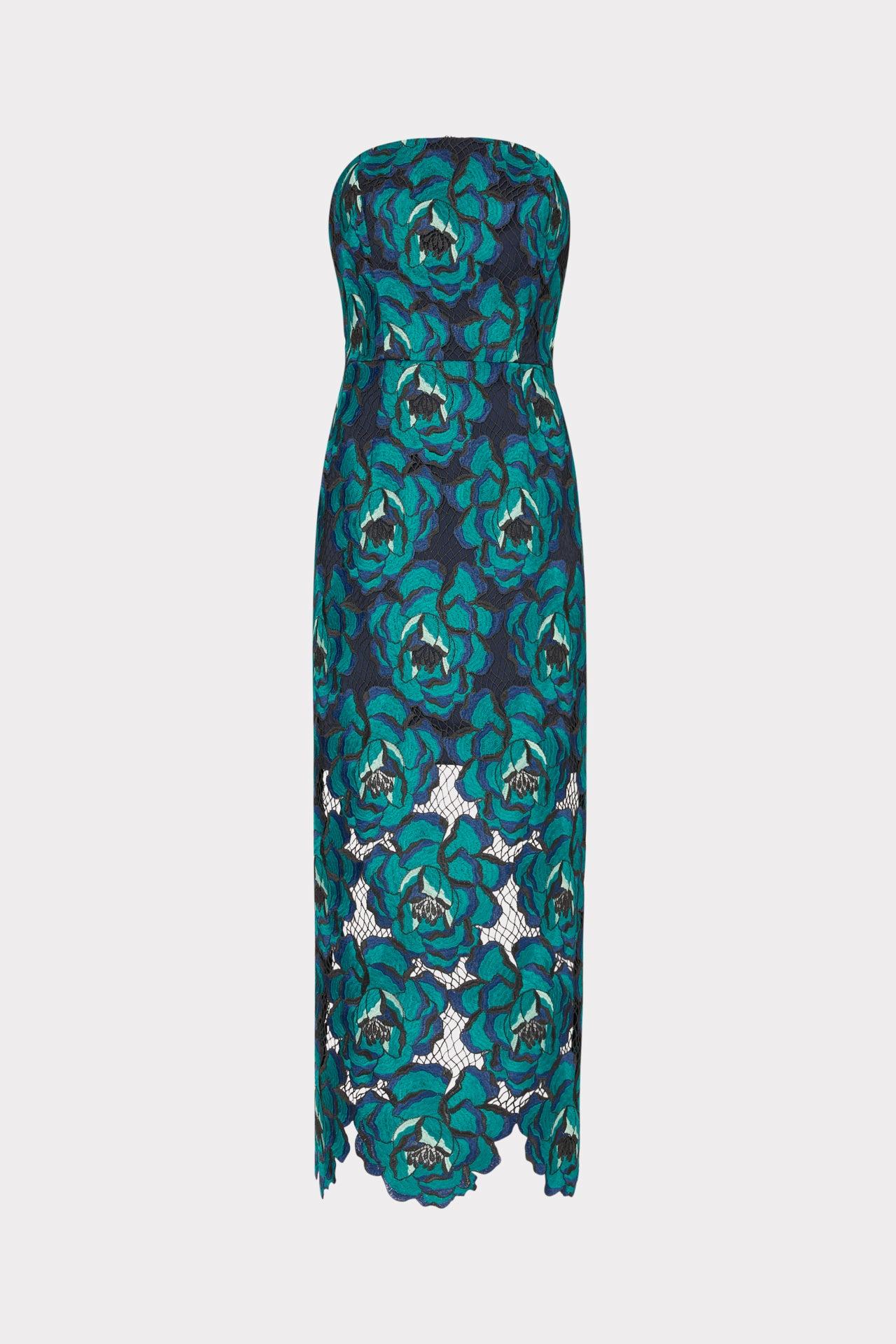 milly petunia strapless lace a-line midi dress Norelle Strapless Mixed Laces Pleated Maxi Dress Blush / 2 main image 0