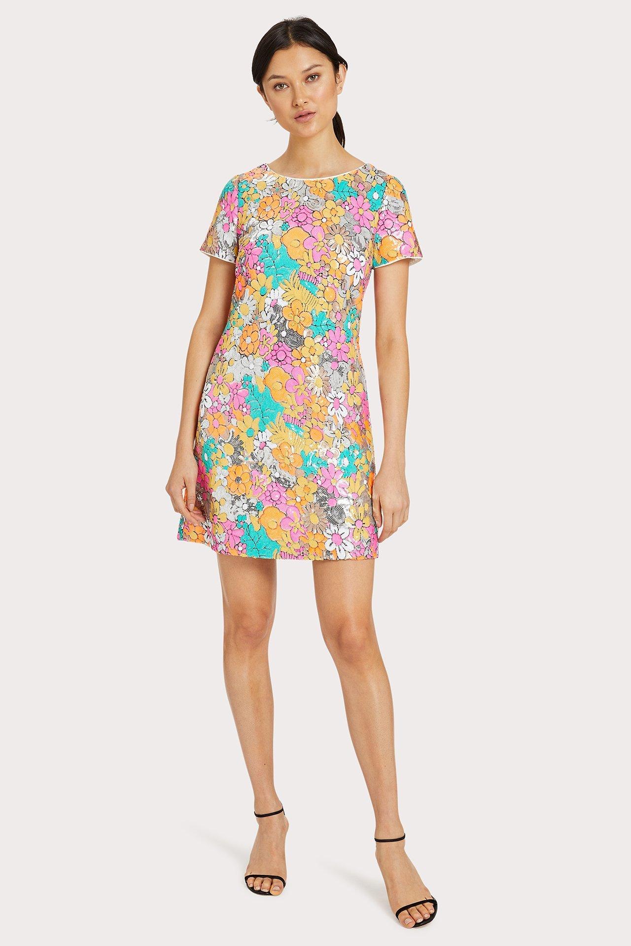 MILLY Synthetic Floral Sequins Bea Dress - Lyst