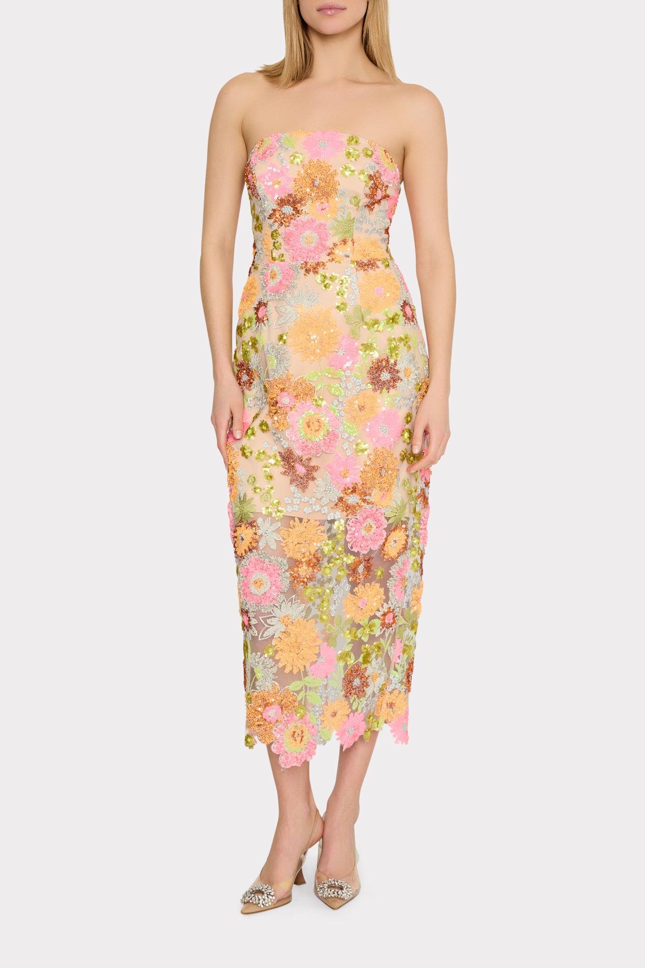 milly kait sequin dress MILLY Kait Sequined Strapless Dress