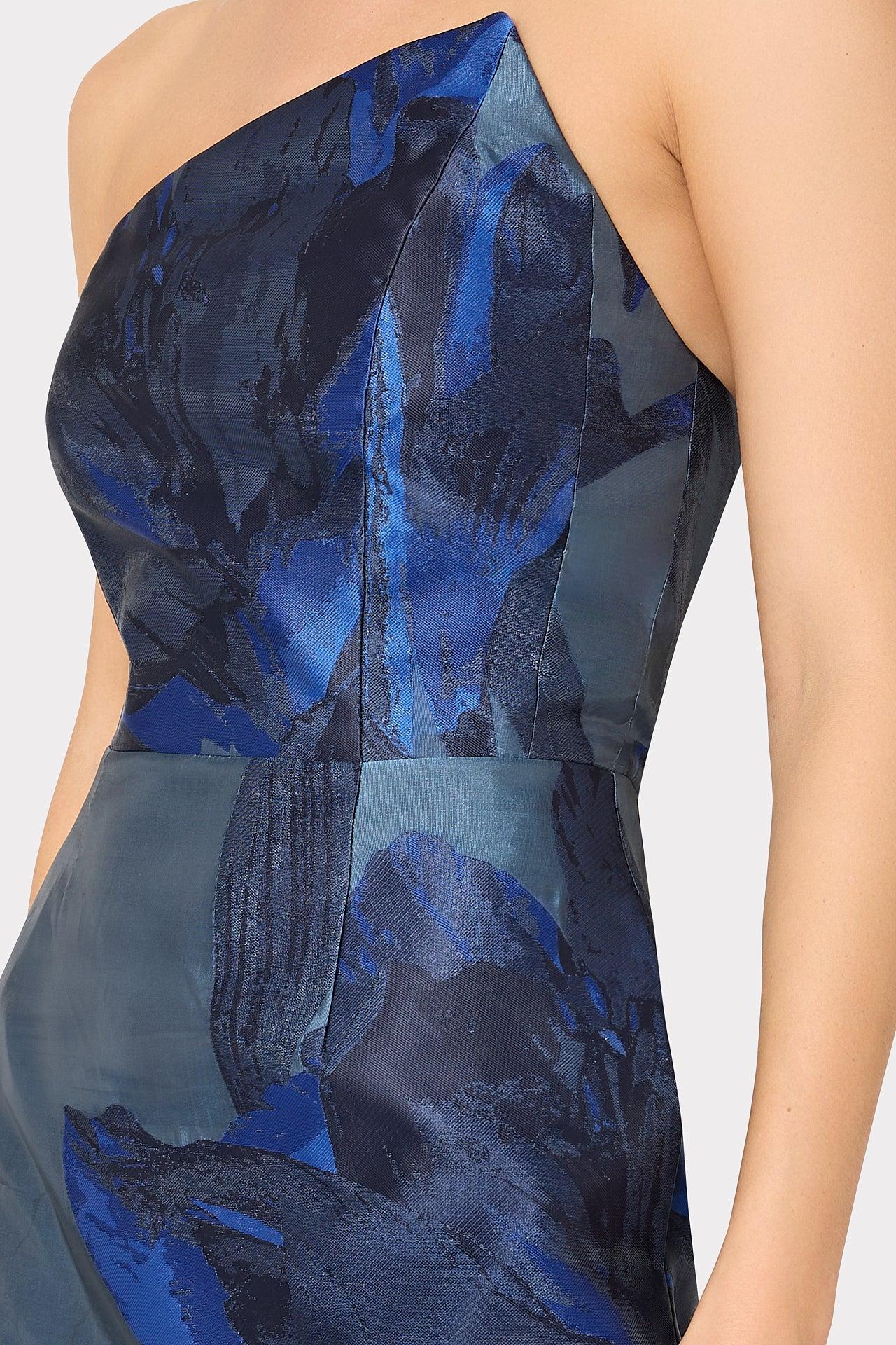 MILLY Asymmetrical Forest Jacquard Maxi Dress in Blue | Lyst