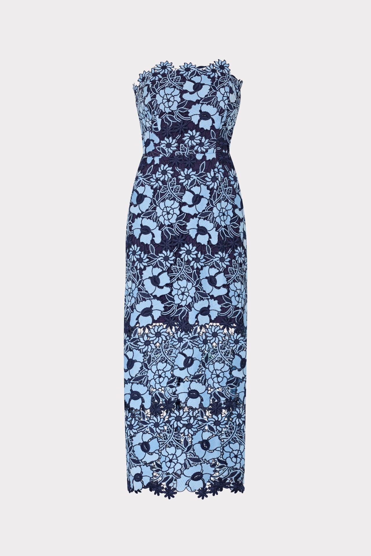 milly kait tile lace strapless midi dress Milly Kait Tile Lace Strapless Midi-Dress