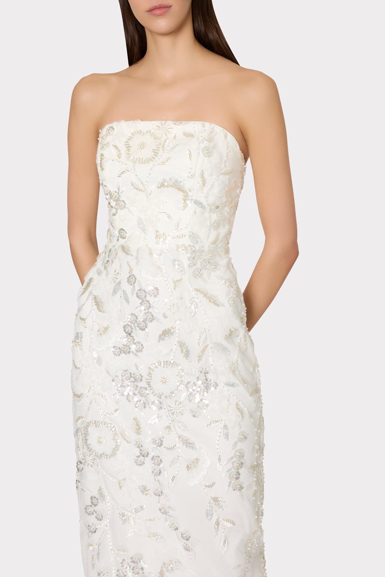 magnolia beaded midi dress MILLY Dream Sequin Maxi in White style:vintage-fashion BABARONI Simple Chiffon Mother Size:20Q