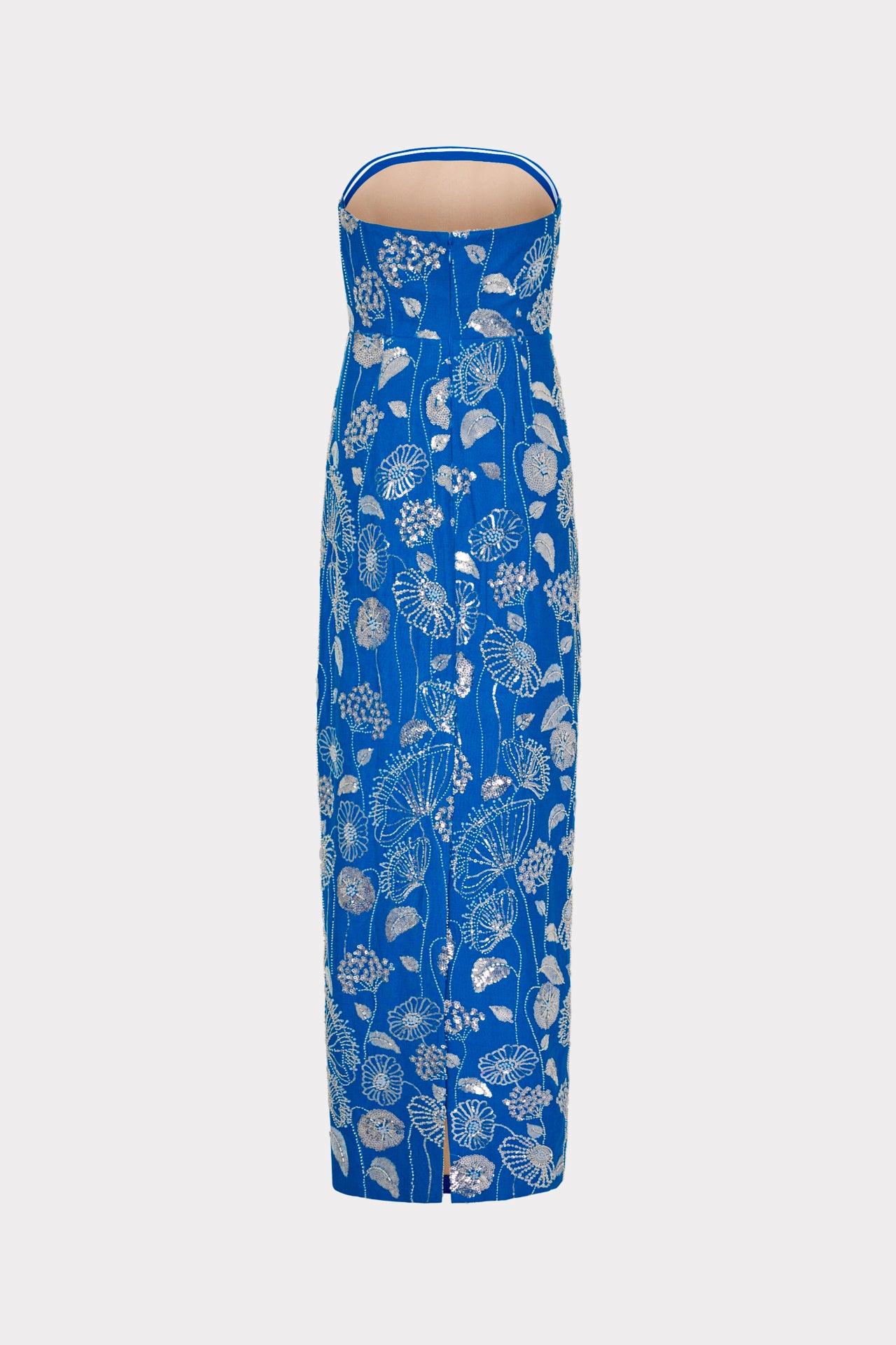 MILLY Orion Sequin Embellished Linen Dress in Blue | Lyst