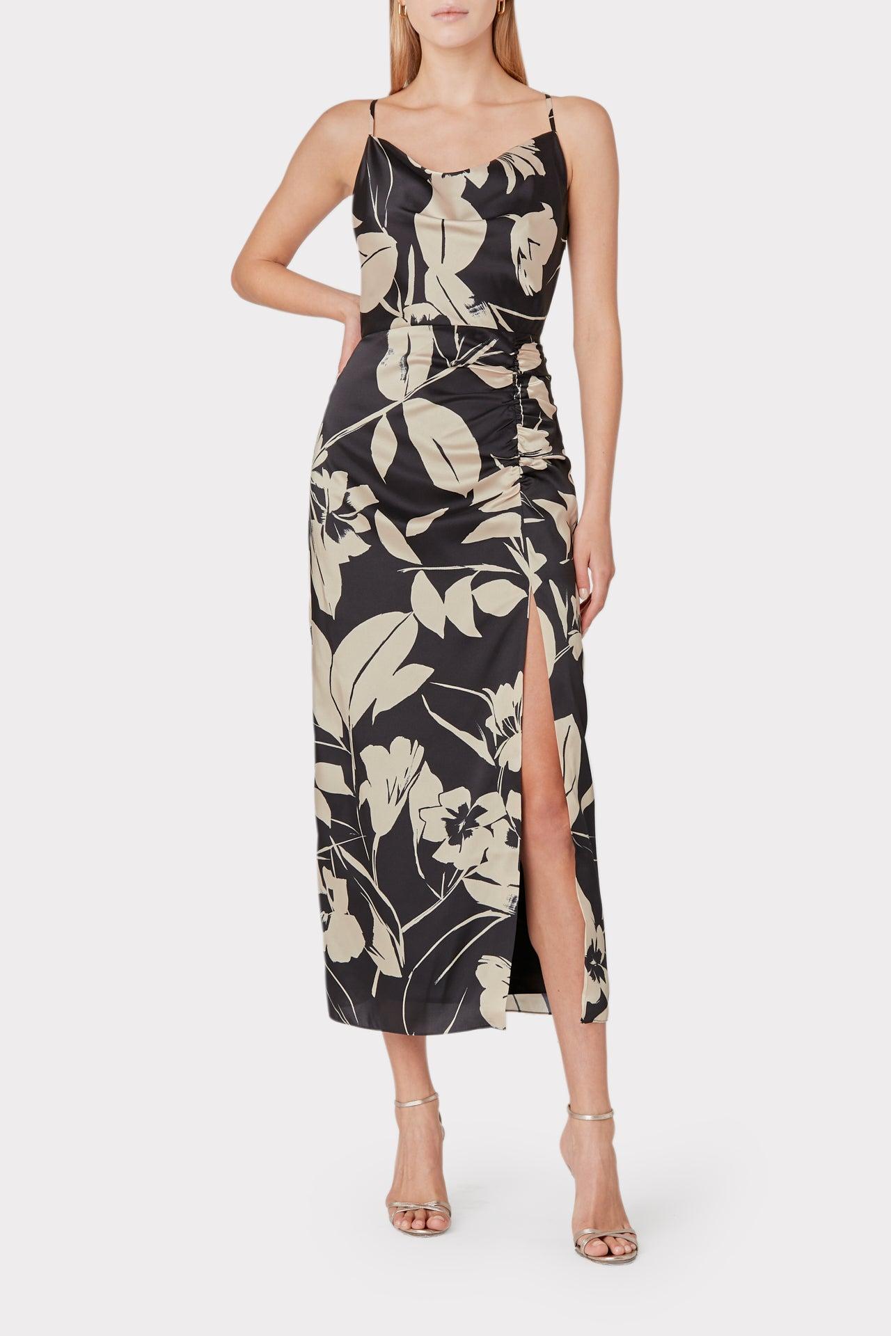 MILLY Lilliana Winter Floral Print Dress in Black | Lyst