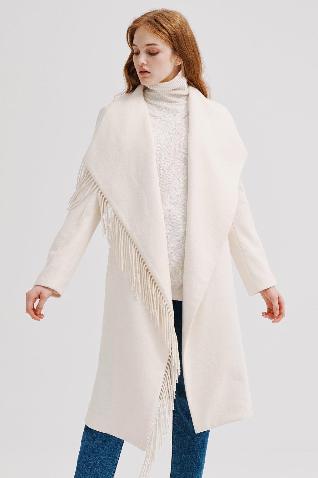 MILLY Fringe Wool Coat | Lyst