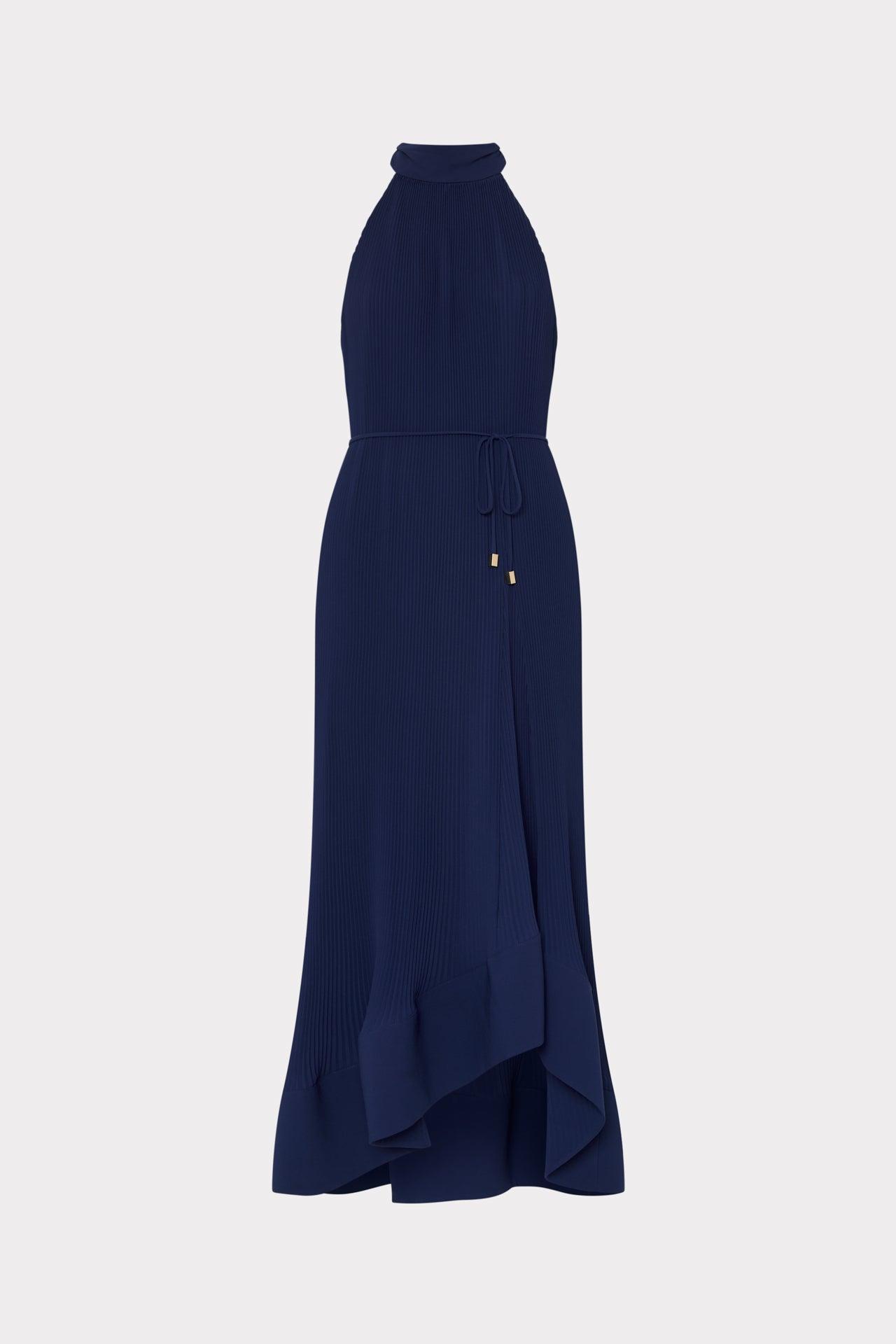 blue dress for baby girl Asymmetrical Open Back Draped Midi Dress main image 0