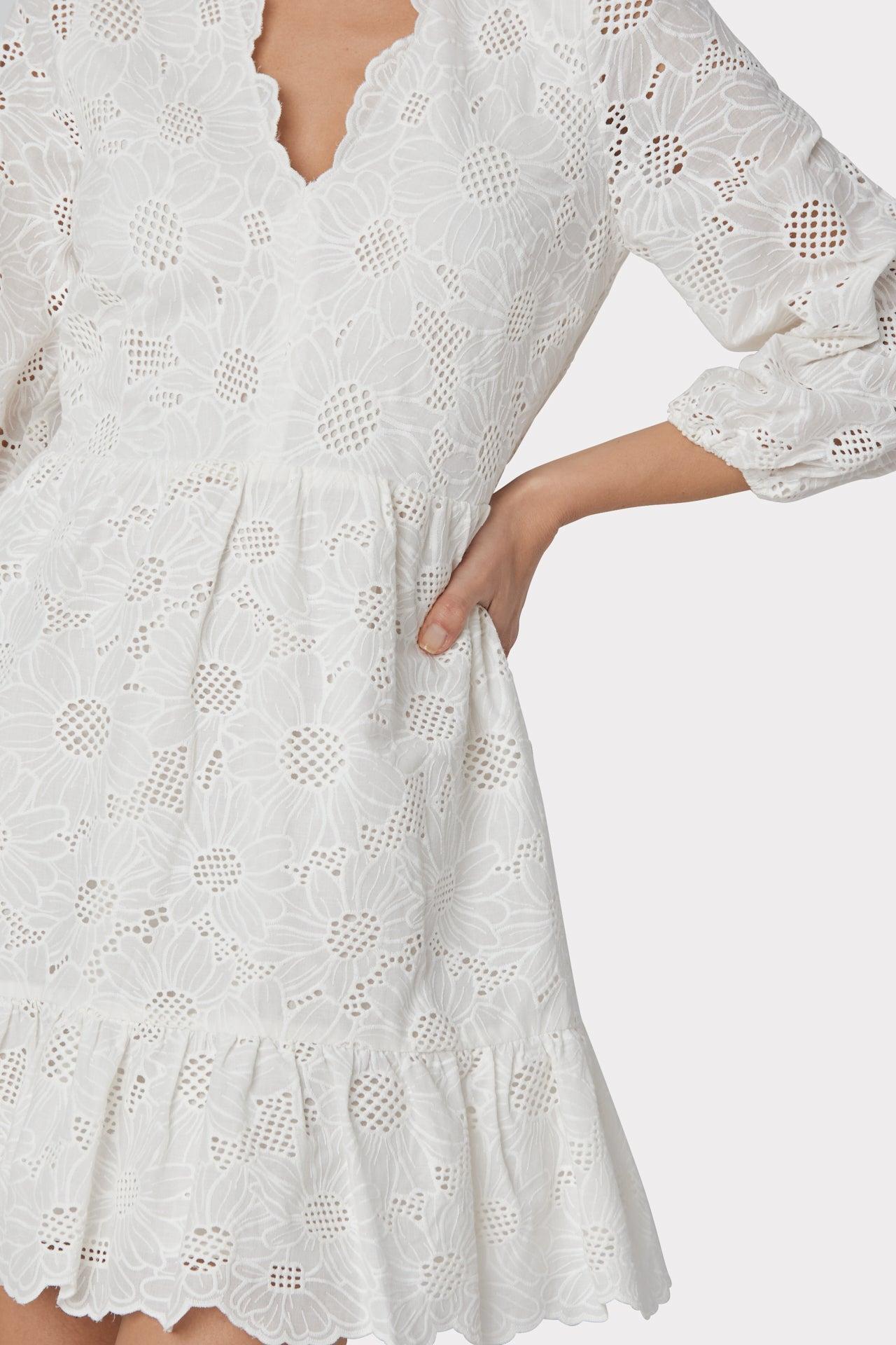 MILLY Brielle Tournesol Eyelet Dress in White | Lyst