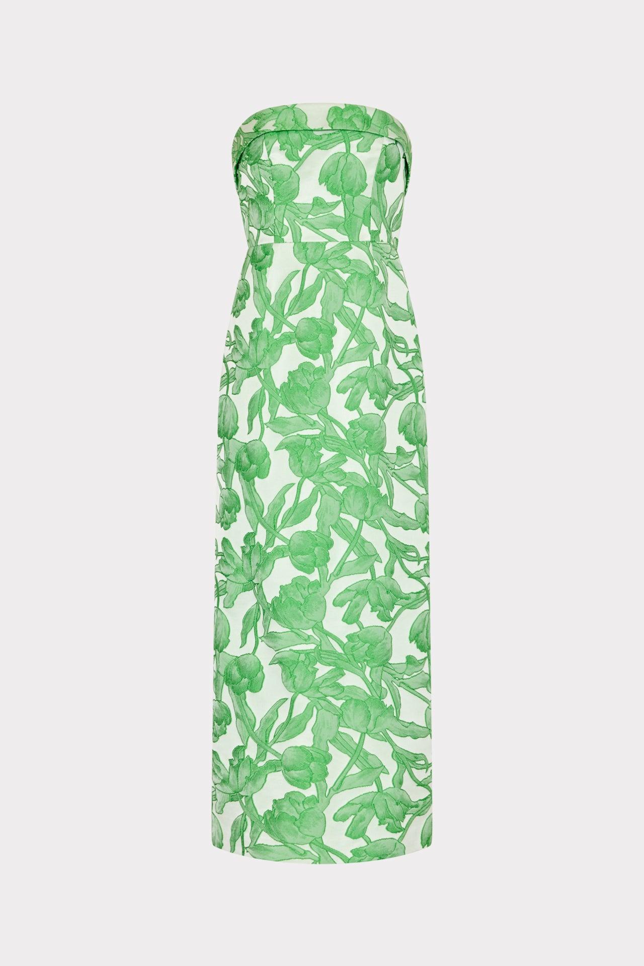 MILLY Tulip Jacquard Strapless Dress in Green | Lyst MILLY Tulip Jacquard Strapless Dress in Green | Lyst