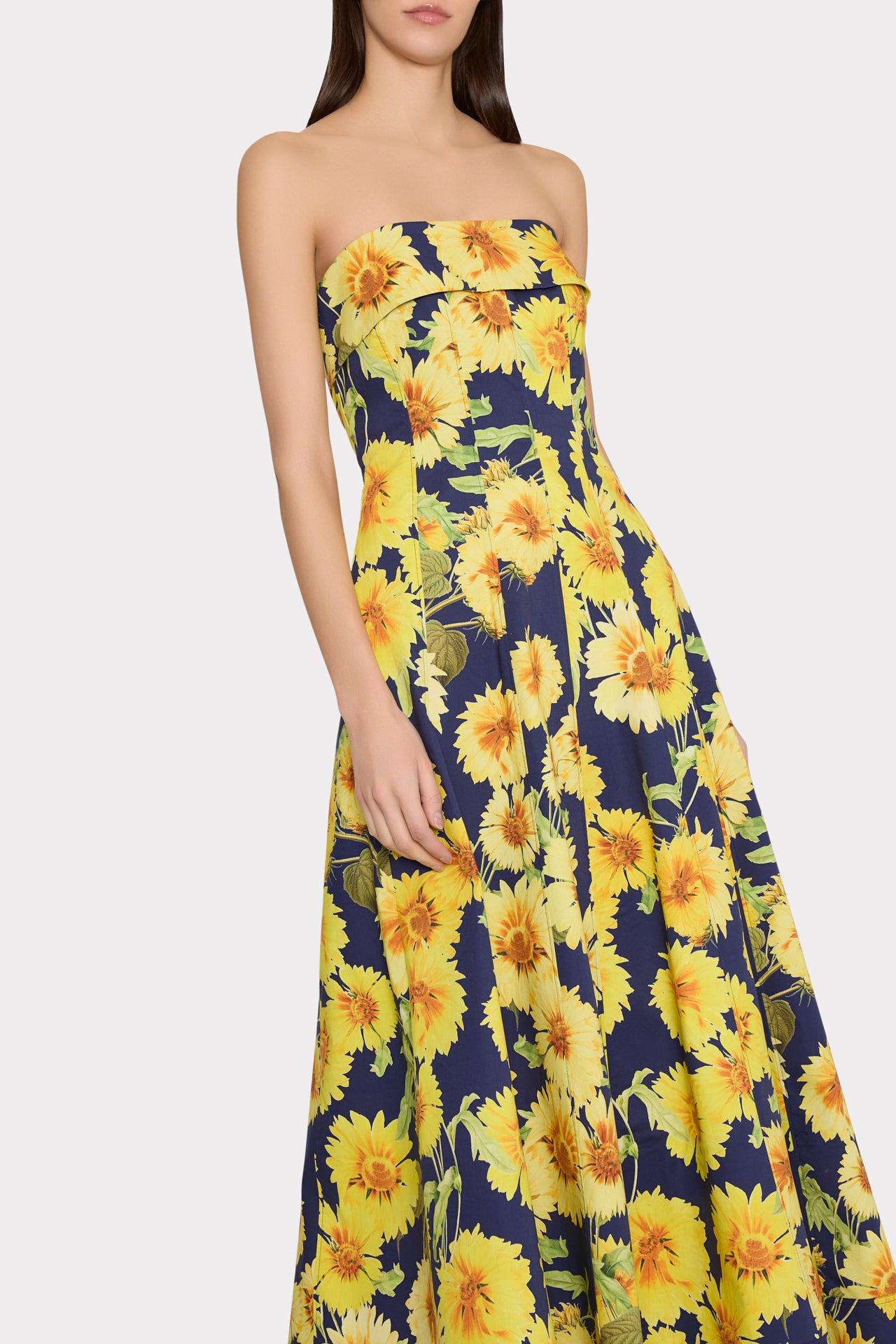 slim fit dress slacks Sunflower Print Faux Wrap Midi Dress – Morties Boutique