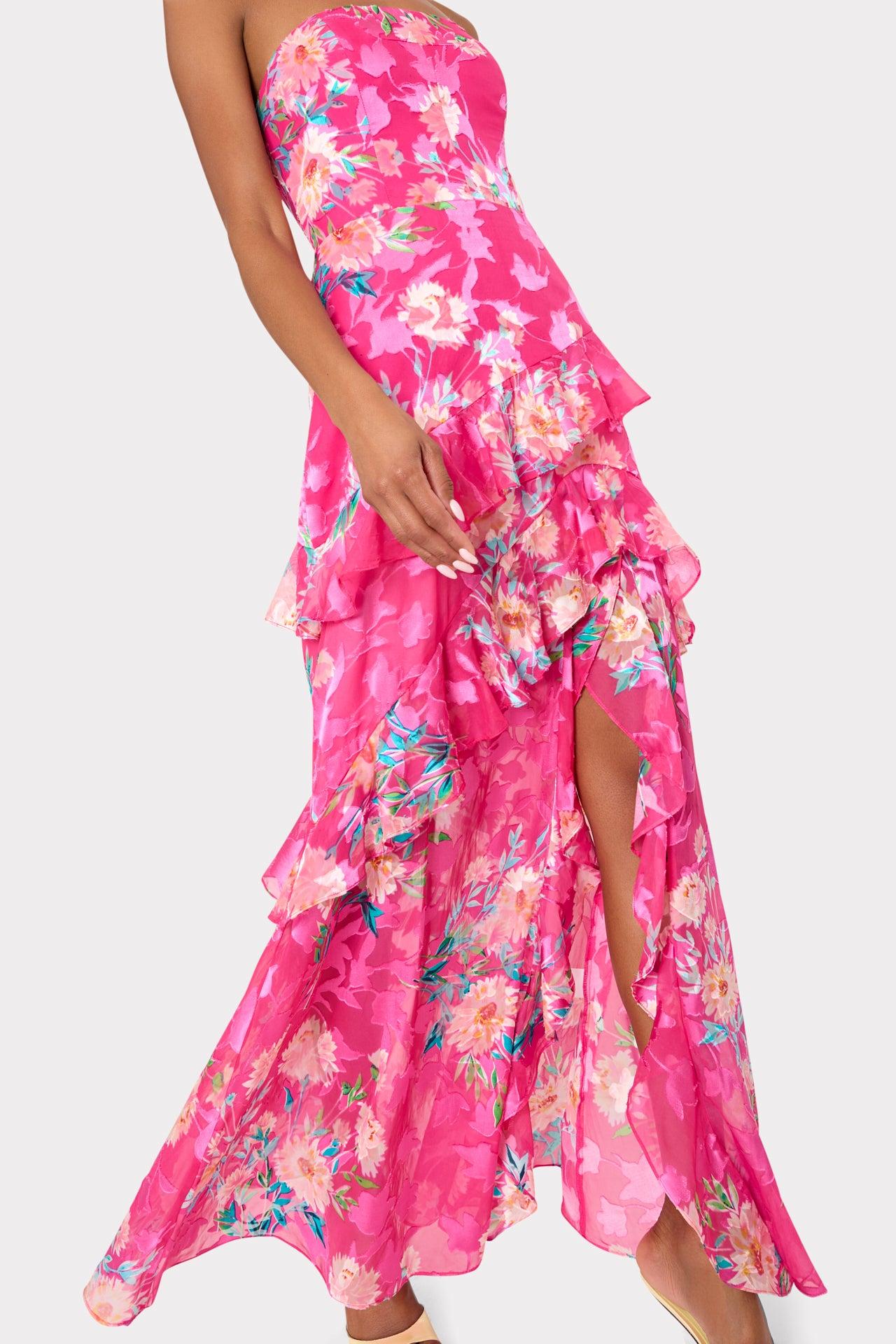 MILLY Raelynn Burnout Maxi Dress in Pink | Lyst