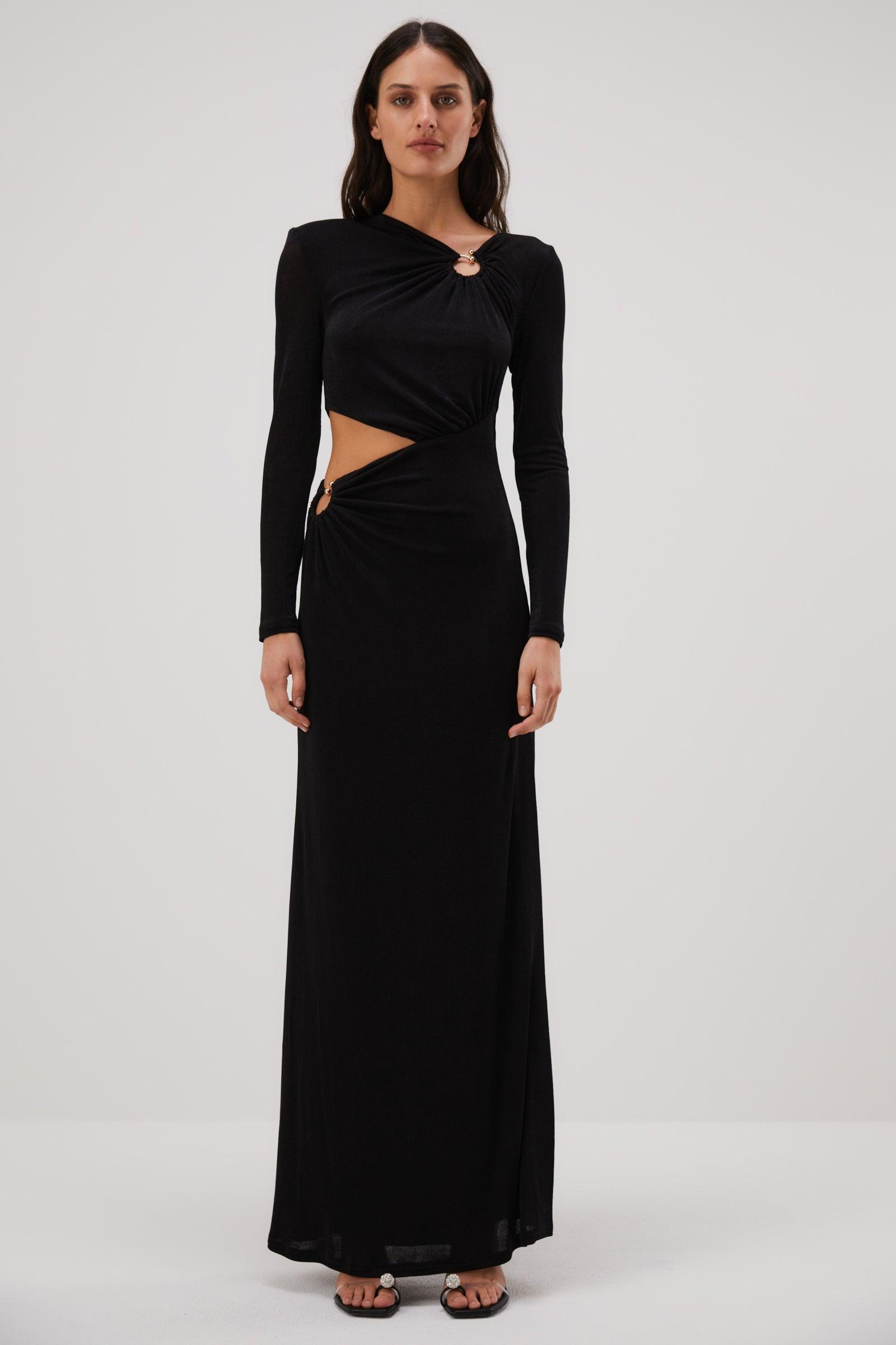MISHA World Akari Slinky Jersey Gown in Black | Lyst