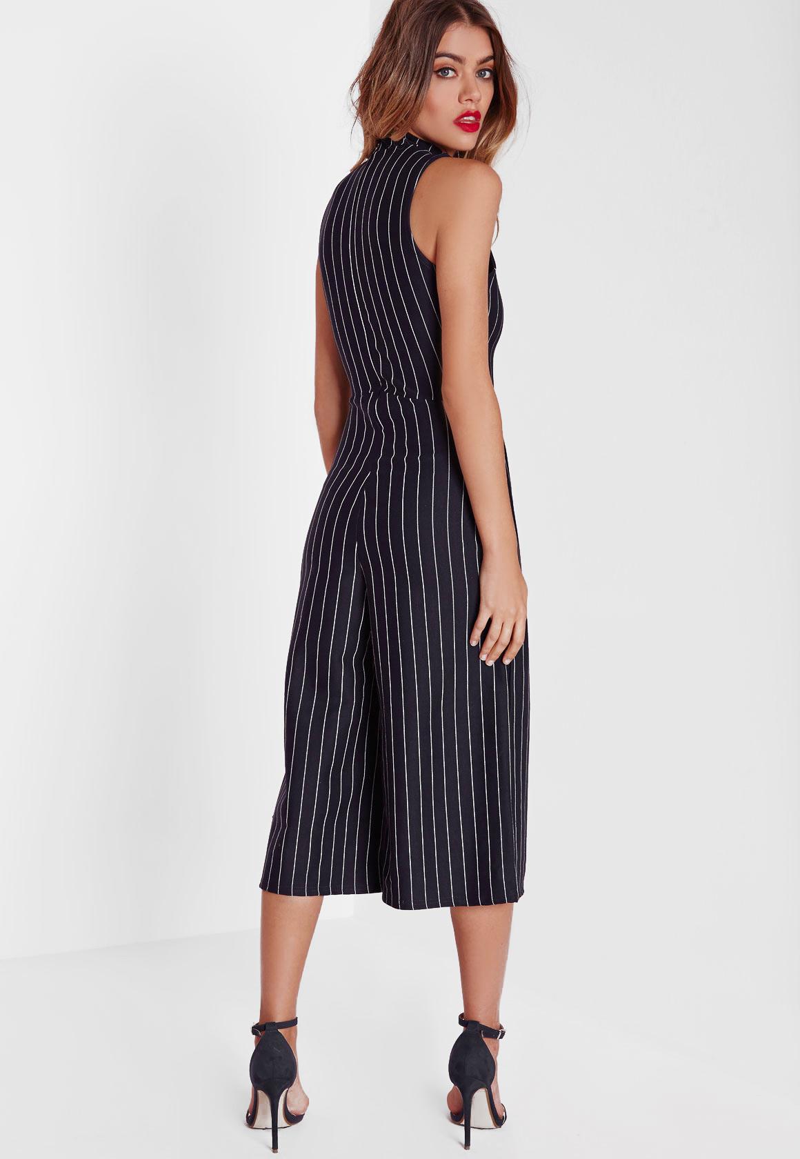 pinstripe culotte jumpsuit