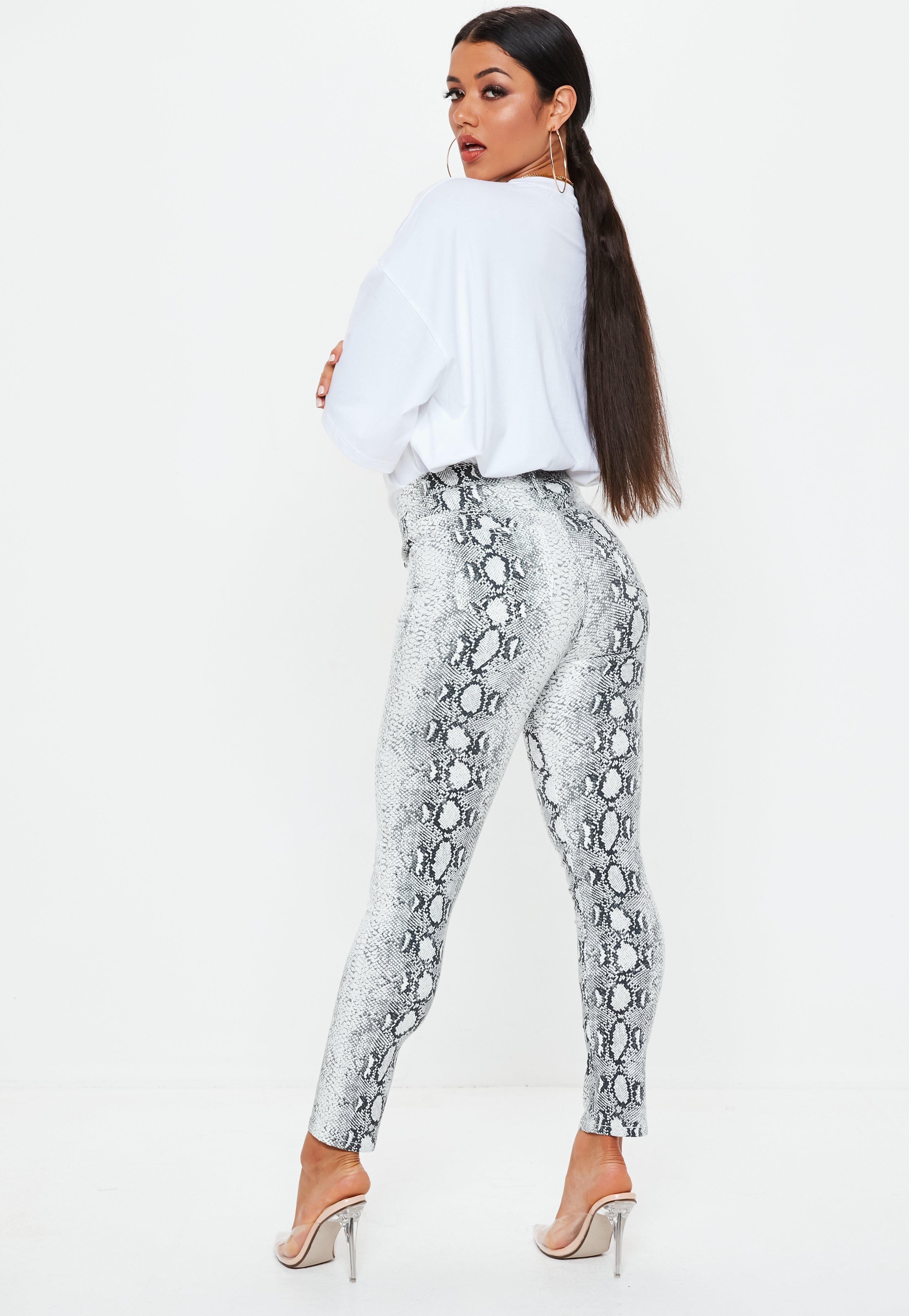 grey snake print skinny jeans