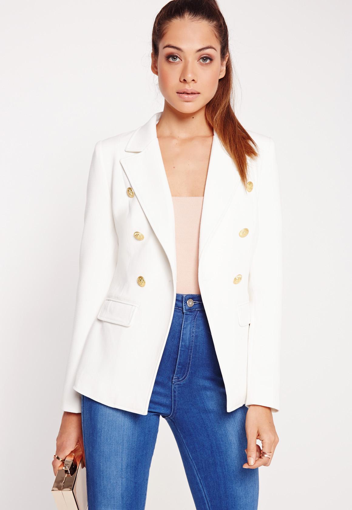 Missguided Military Style Blazer White - Lyst