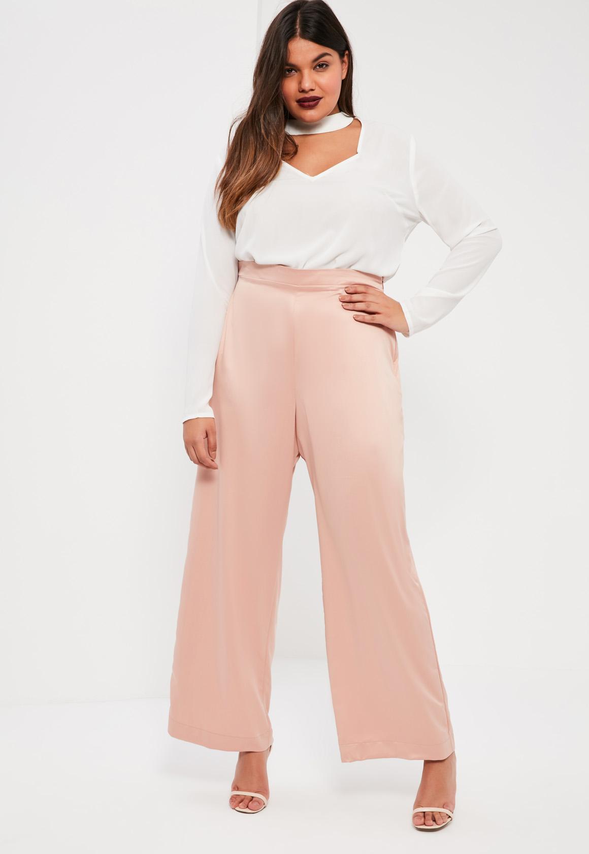 Satin wide leg pants plus size Clearance