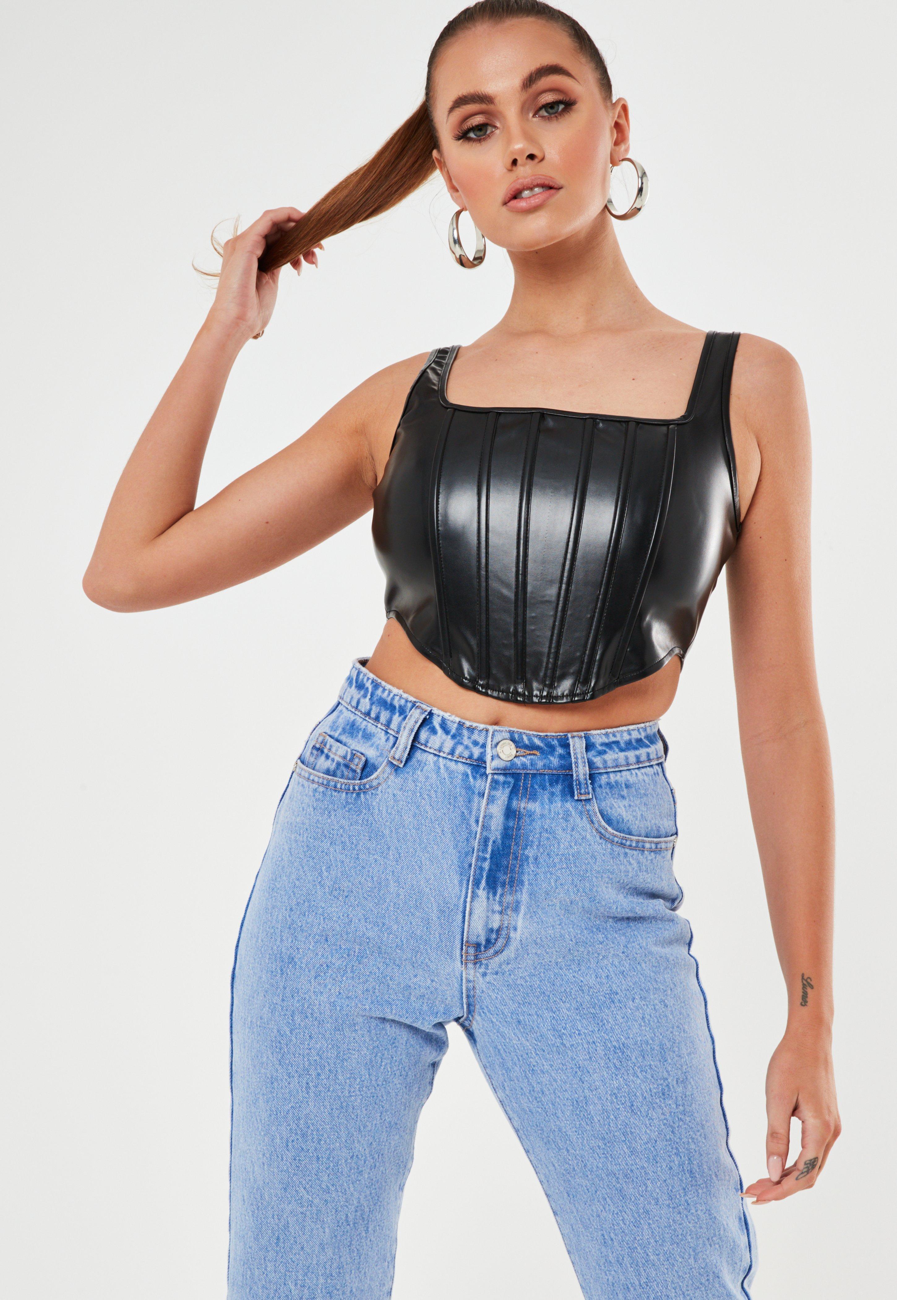 leather corset crop top