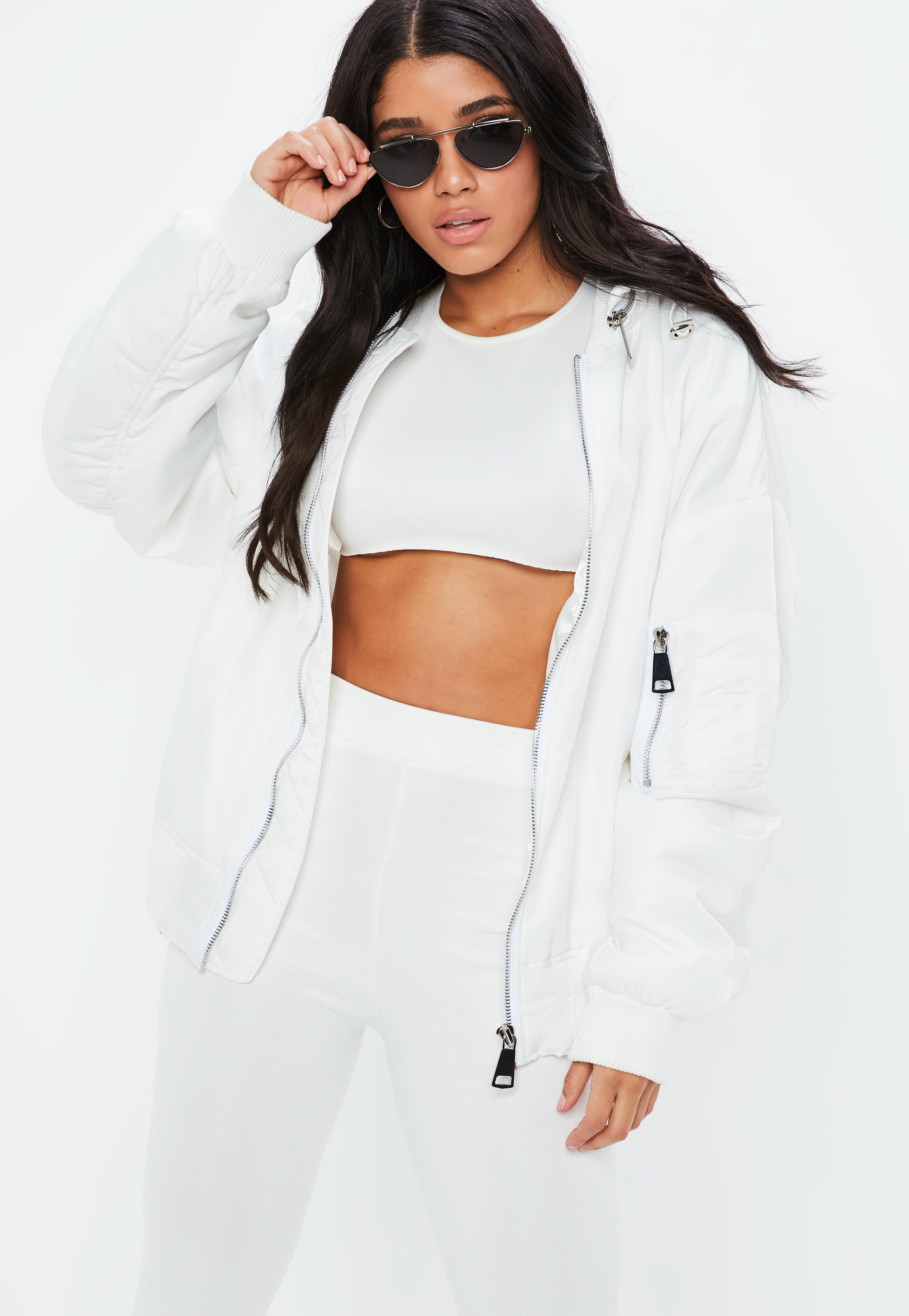 white bomber jacket womens