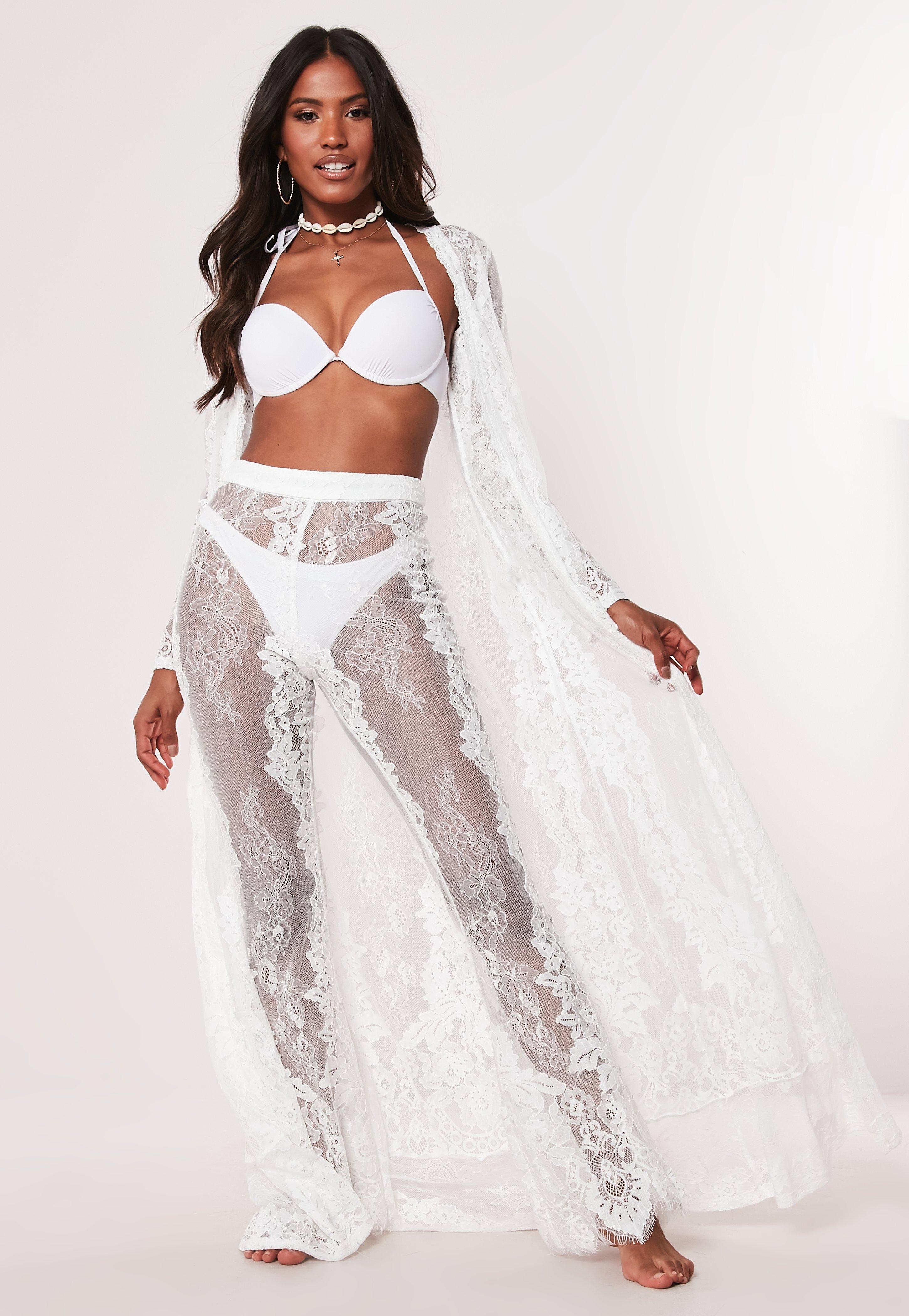 white lace beach kimono