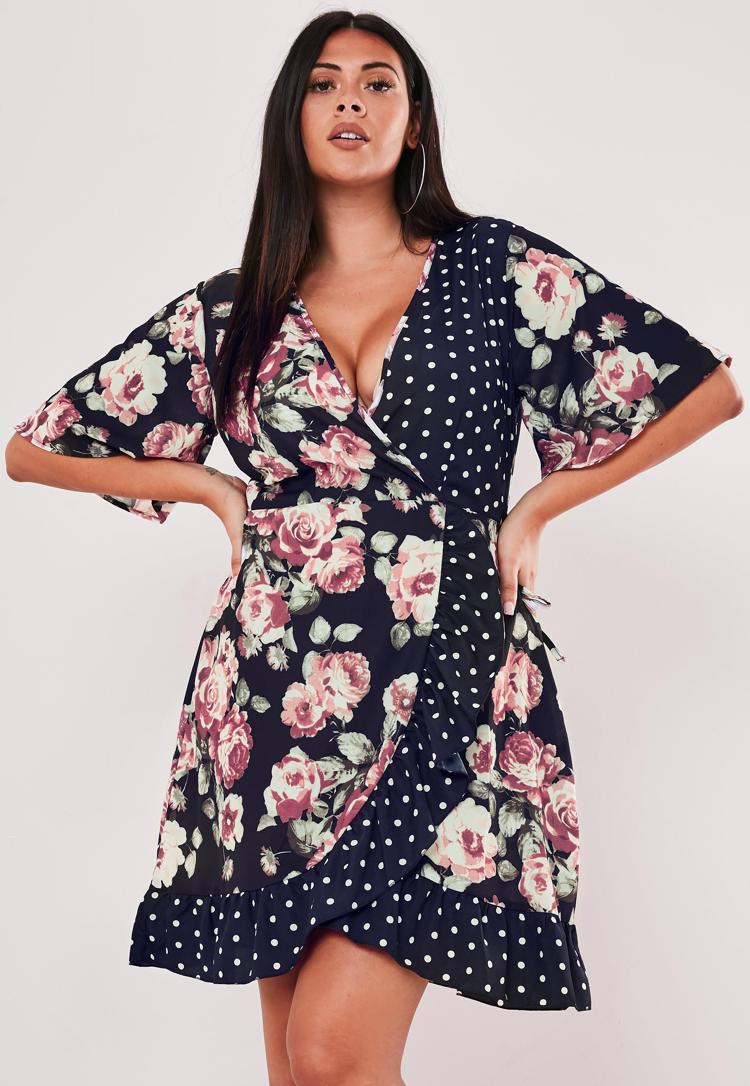 navy and pink floral tea dress