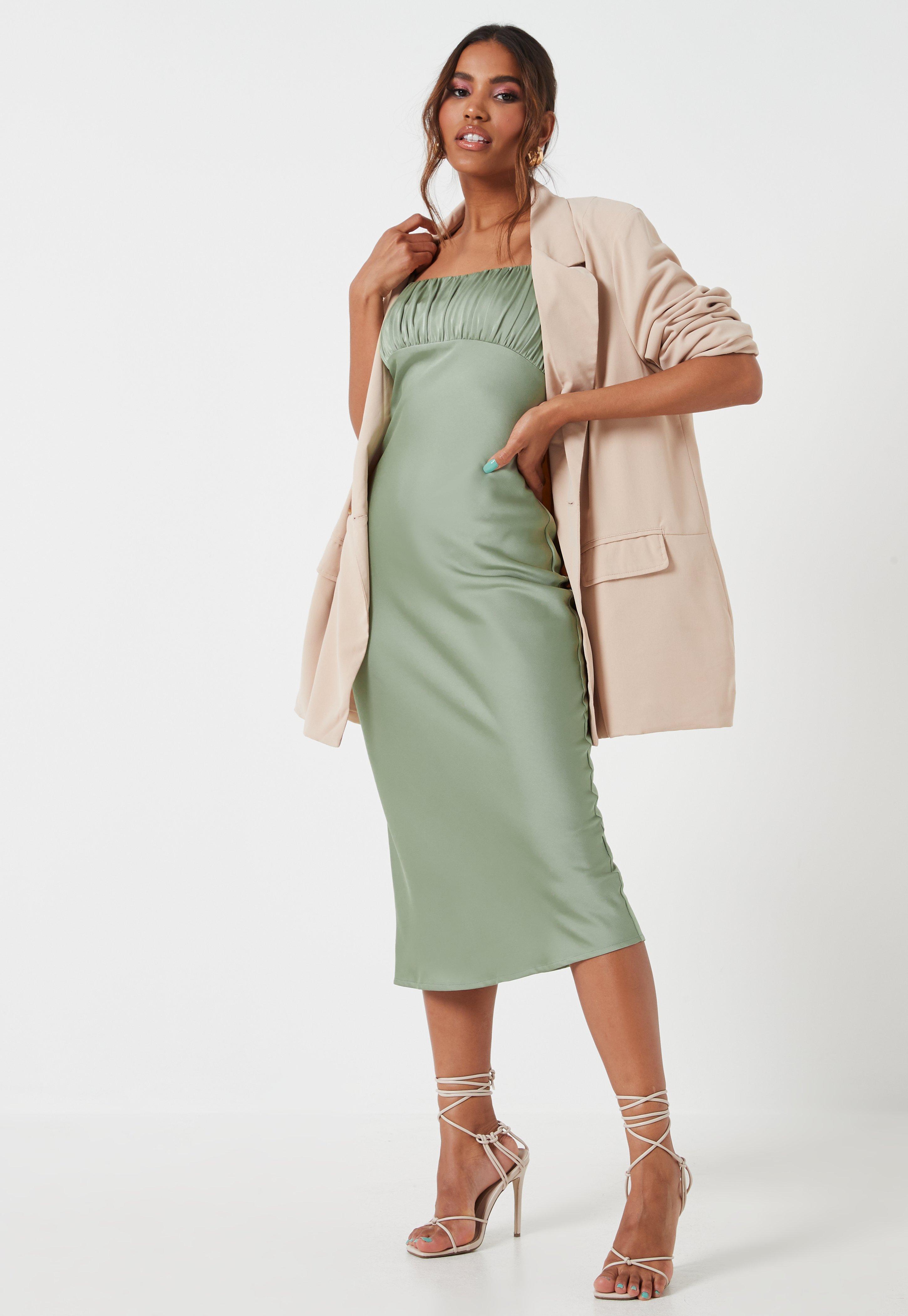 green strappy midi dress