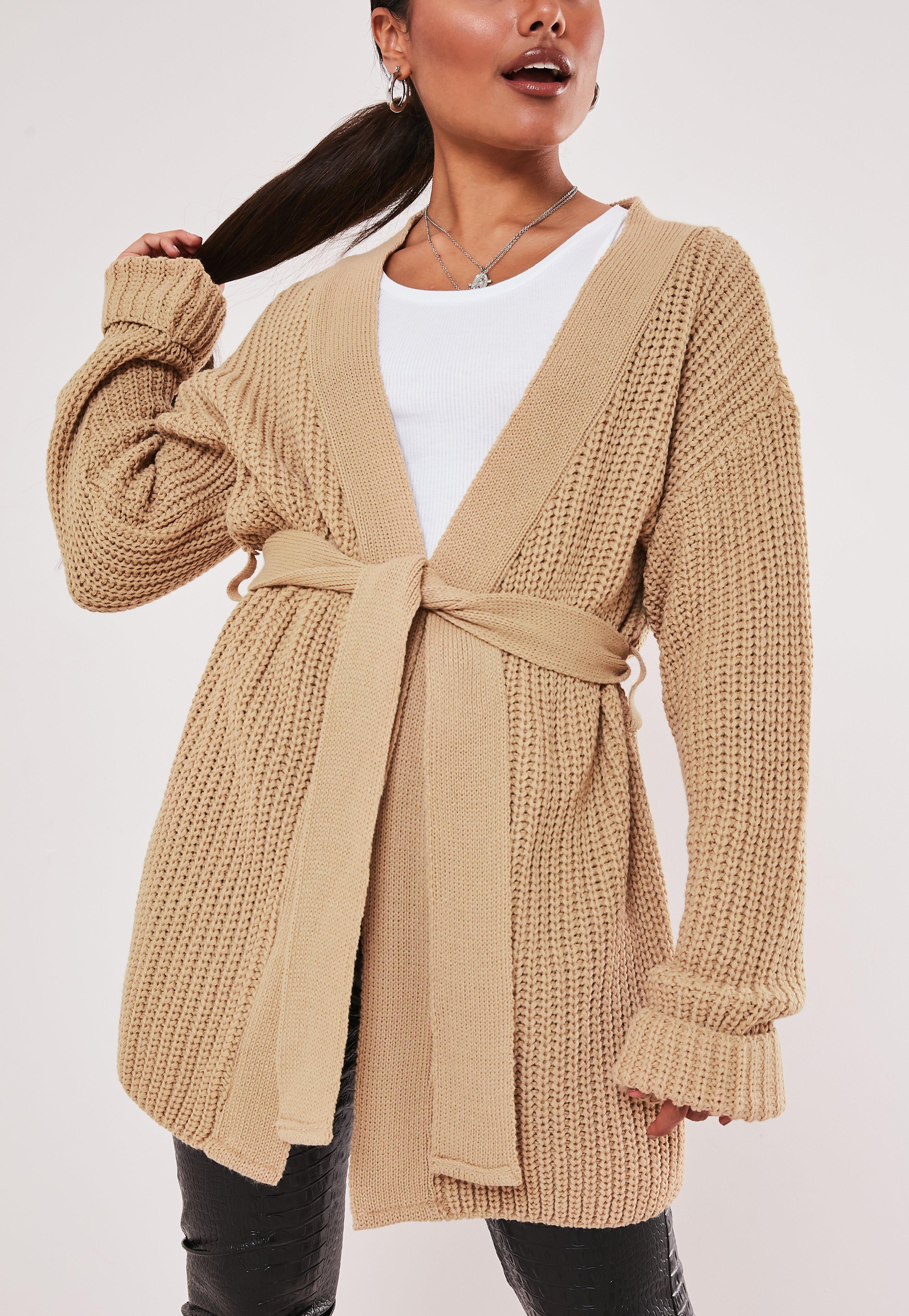 Missguided Belted Cardigan In Beige | uniquesamay.com