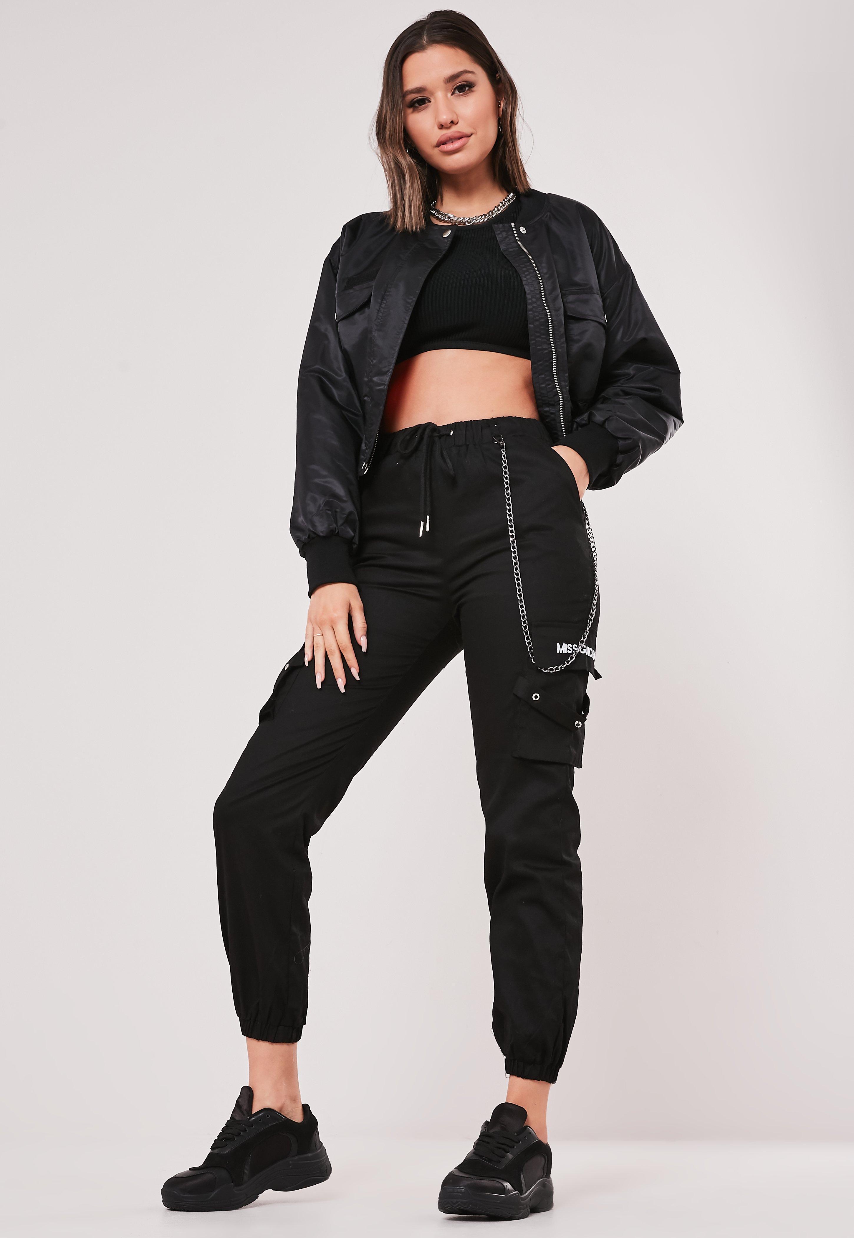 petite black cargo trousers