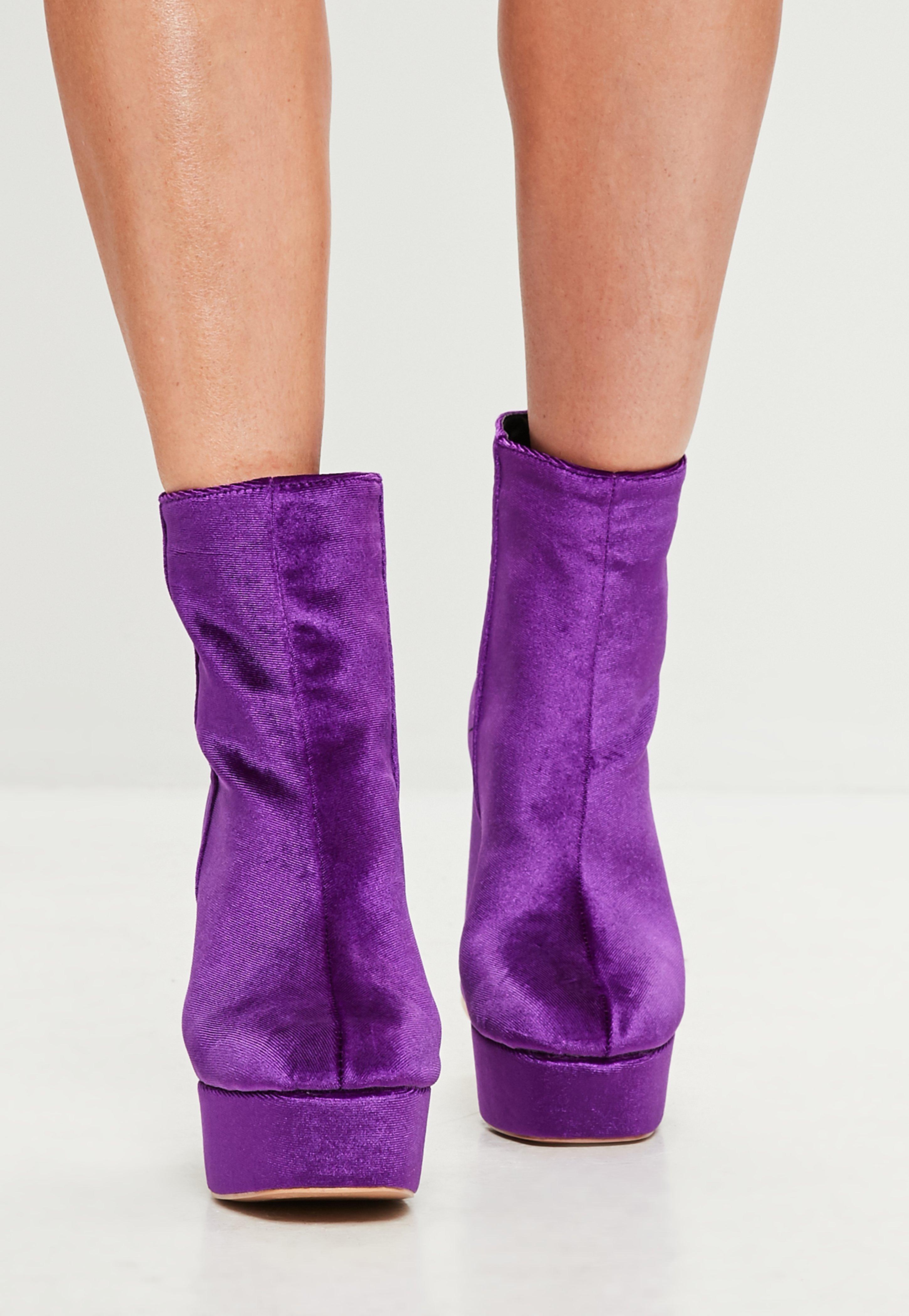 purple velvet ankle boots