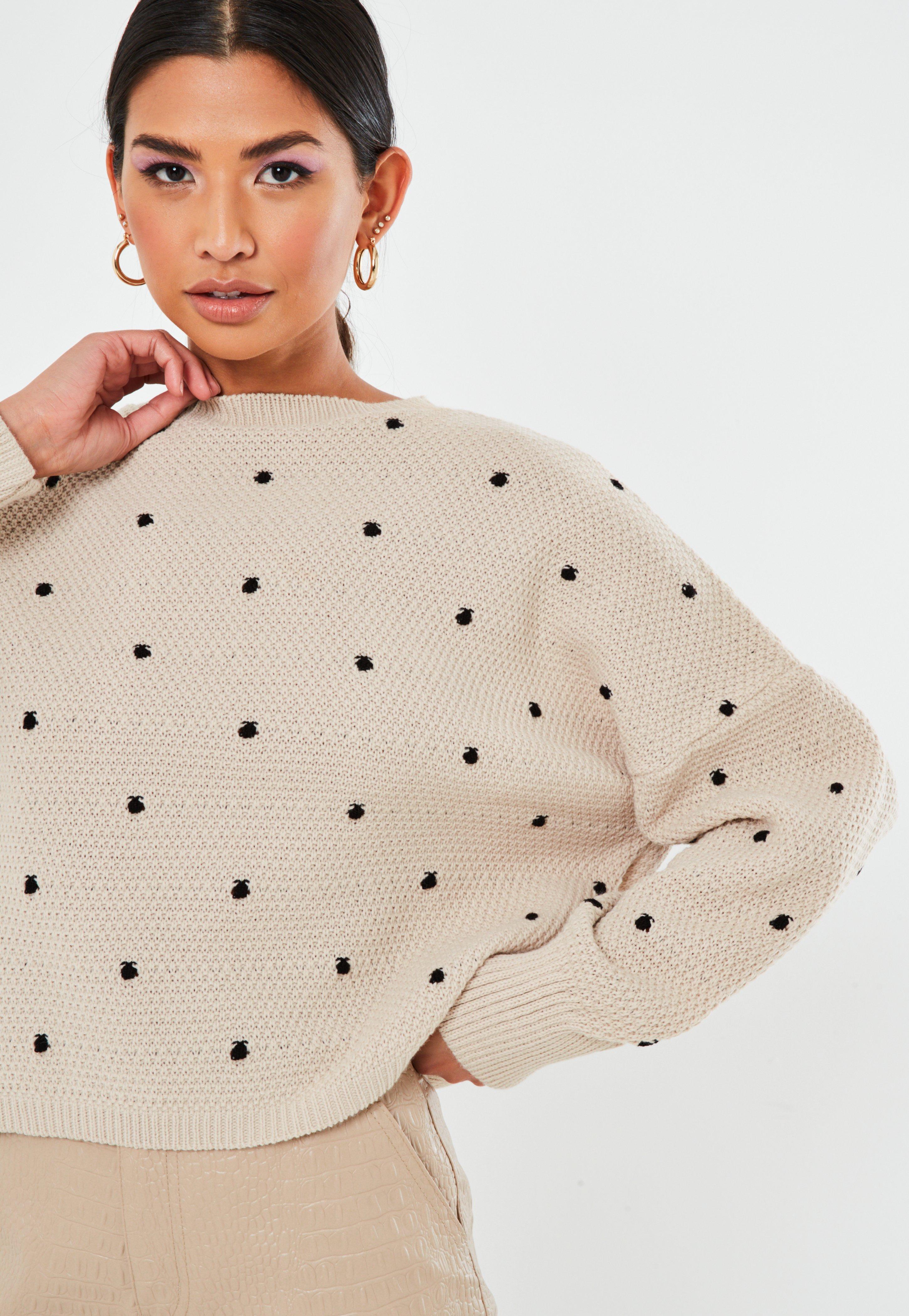 Stone Polka Dot Balloon Sleeve Cardigan 