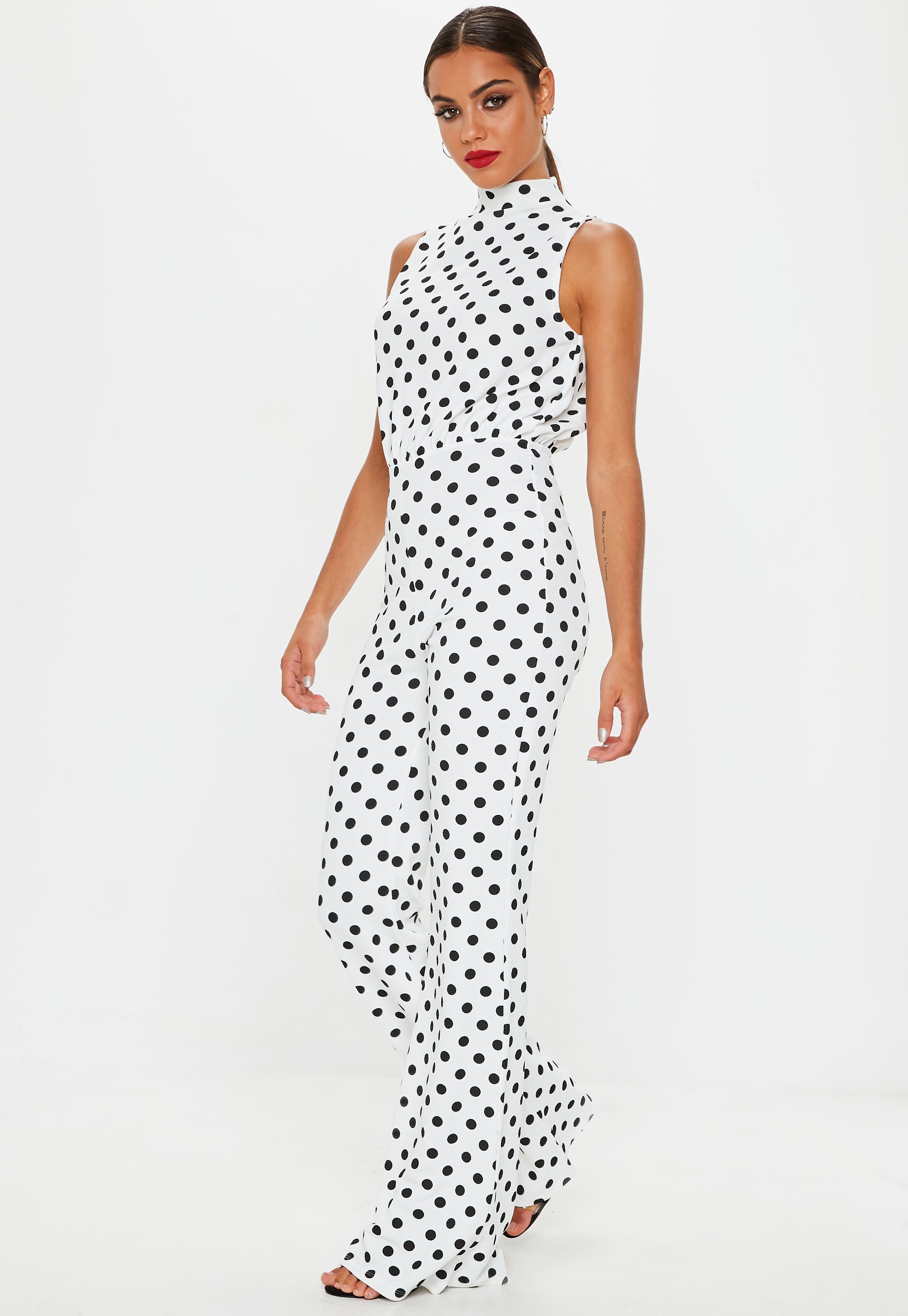 missguided polka dot jumpsuit