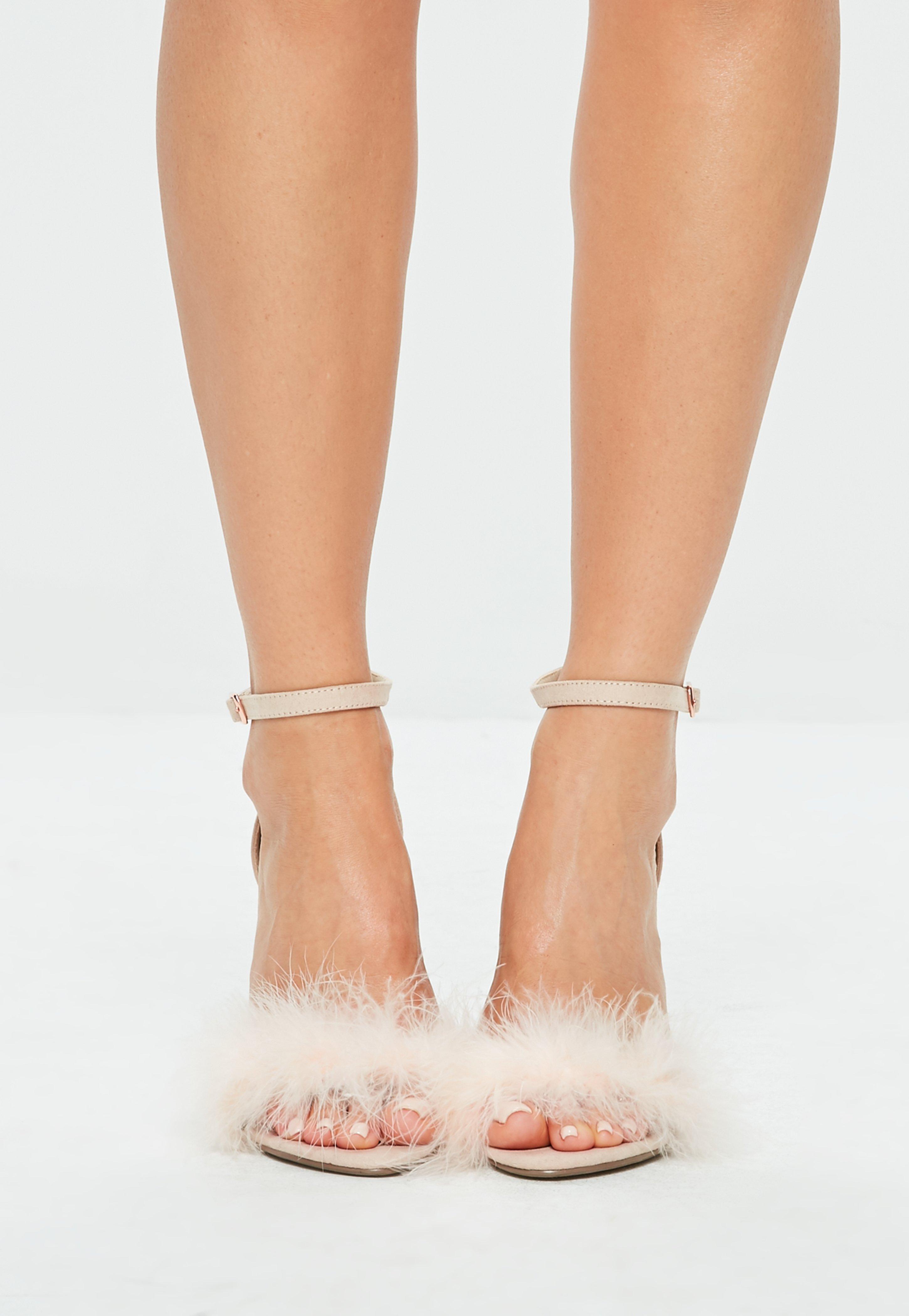 feather block heel sandals