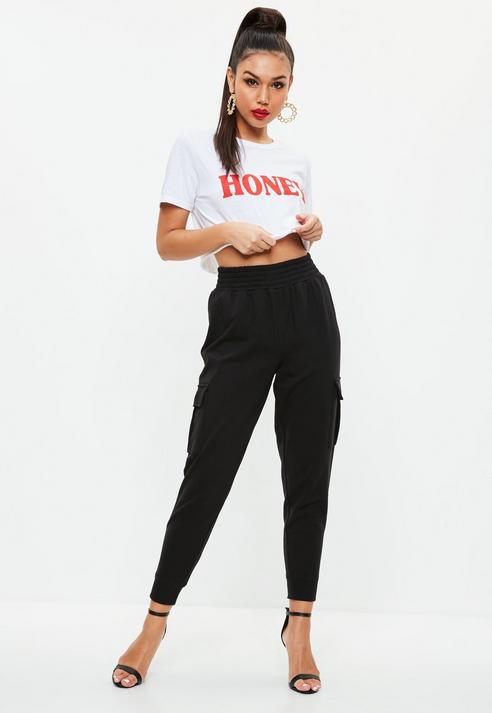 petite black combat trousers