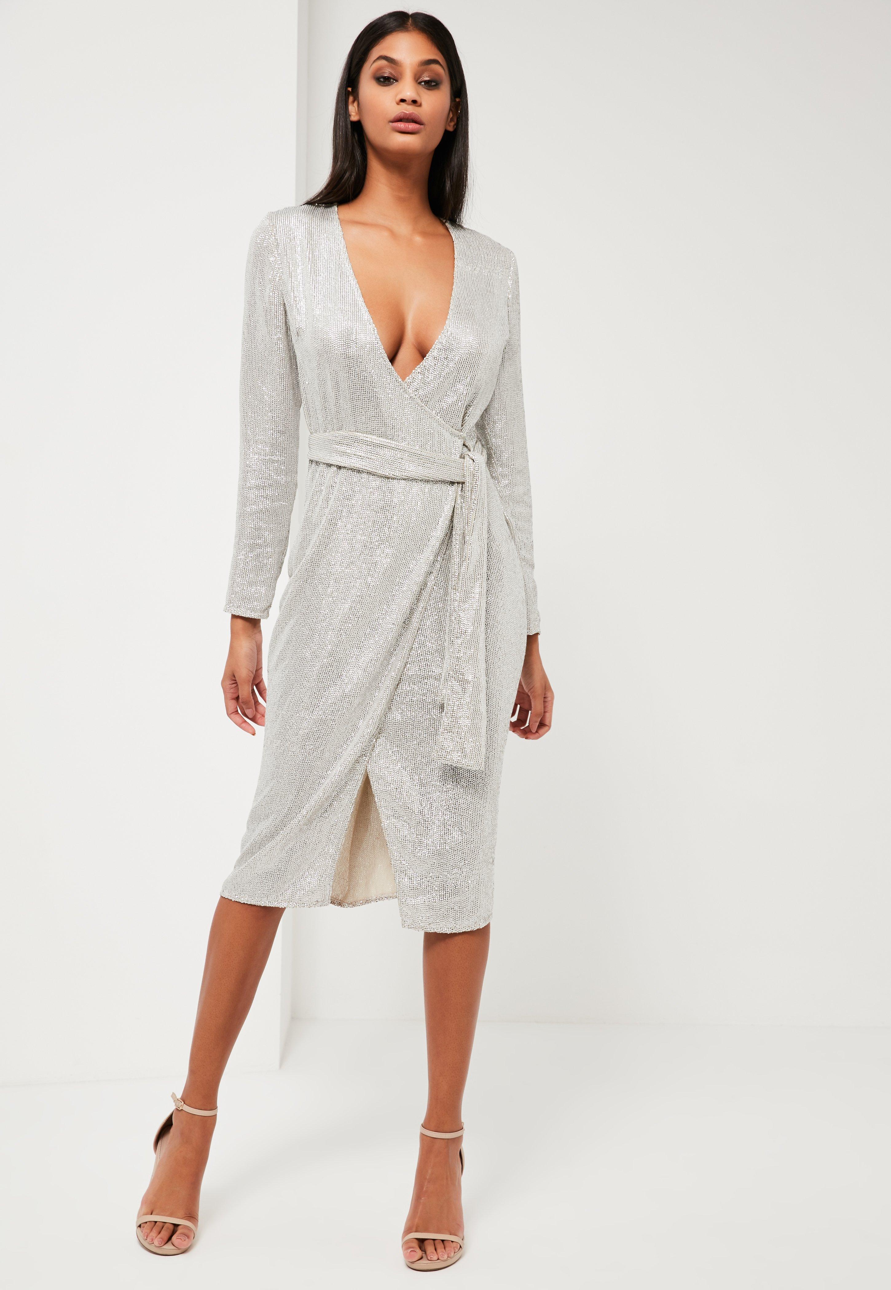 long sleeve wrap midi