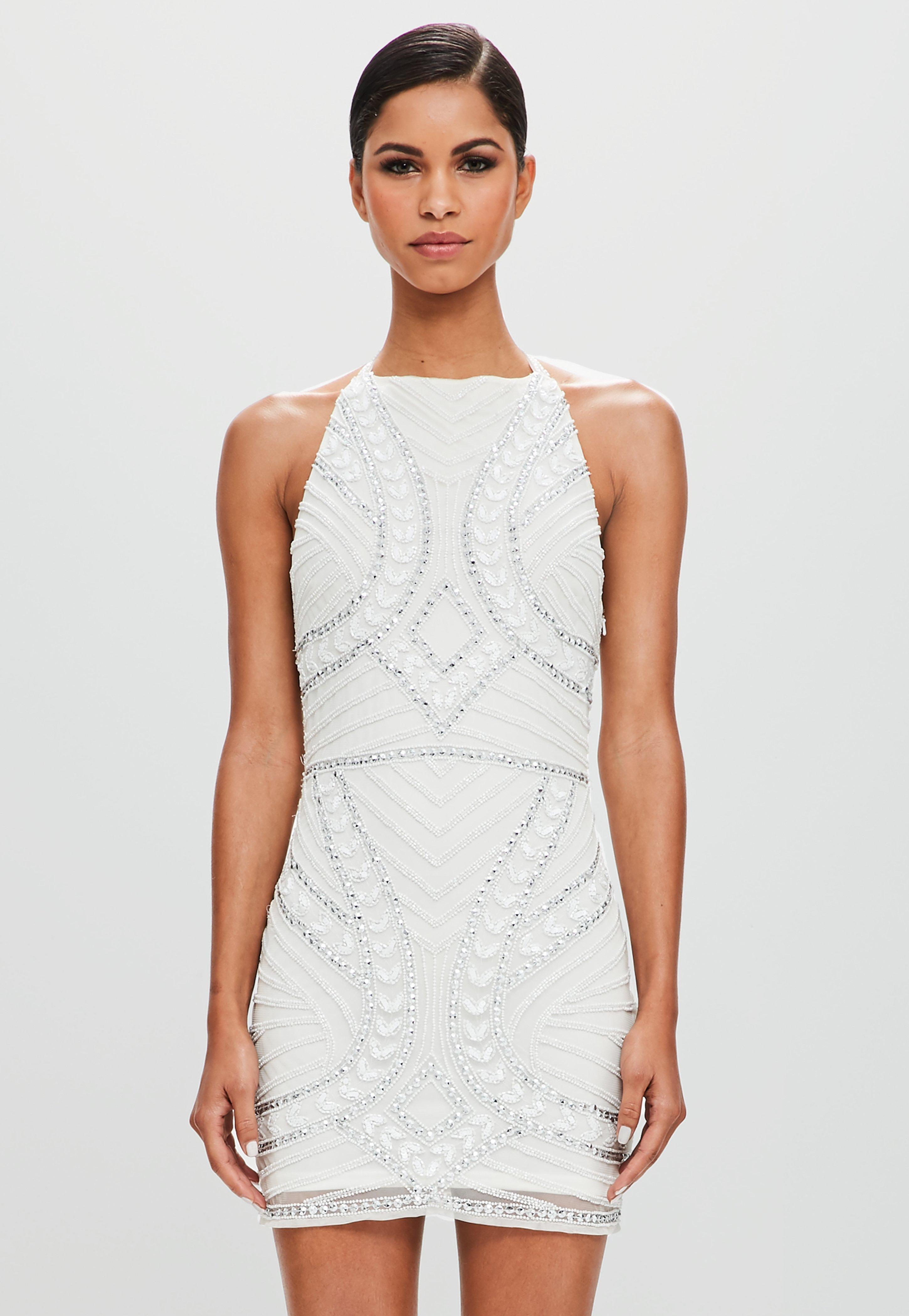 white embellished mini dress