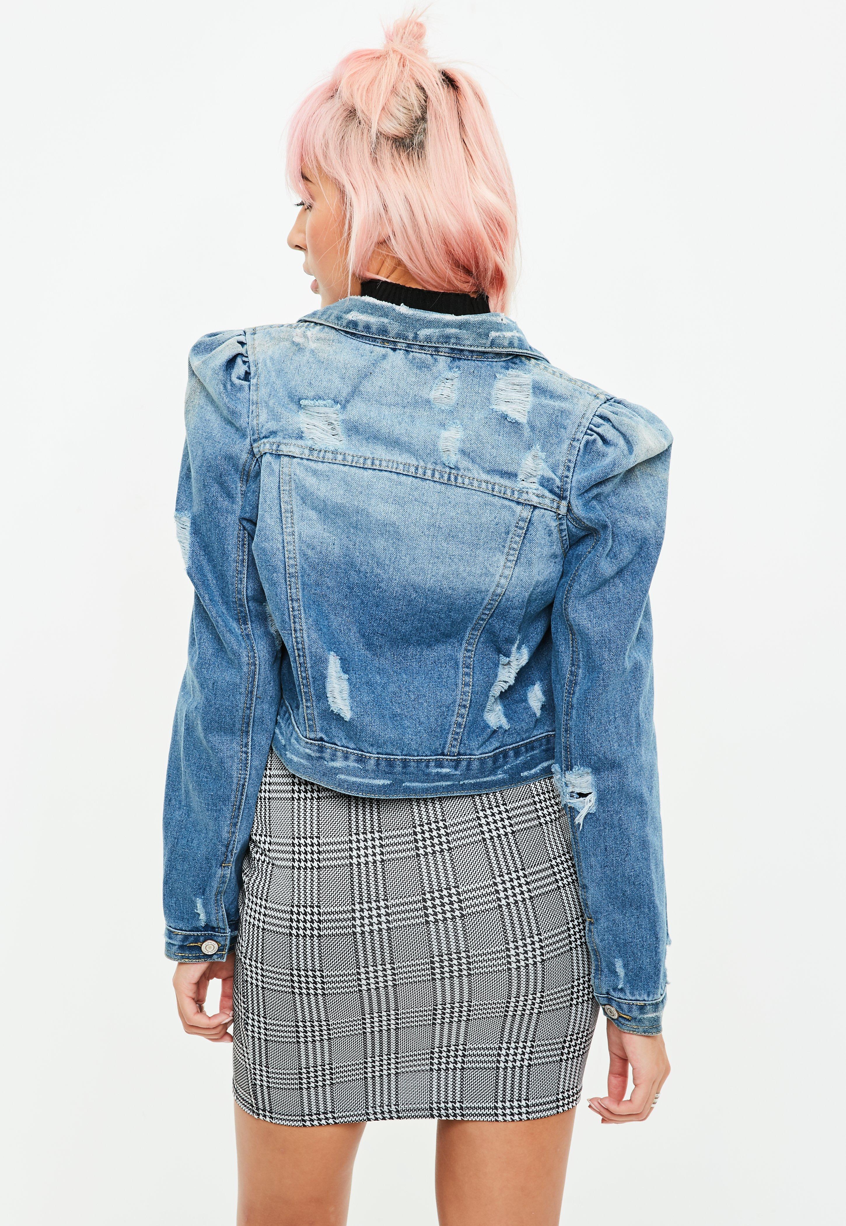 shoulder puff denim jacket