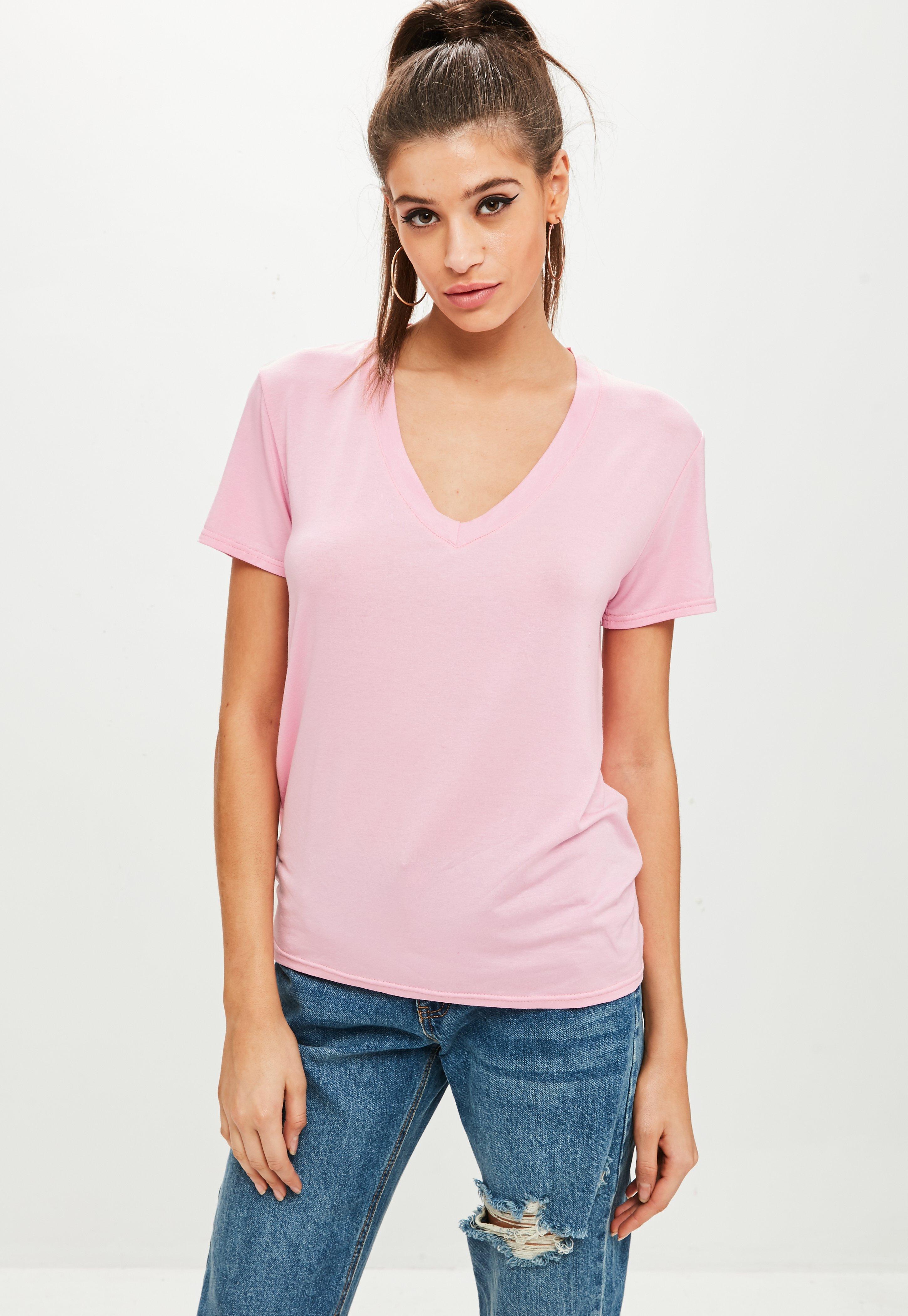 Lyst - Missguided Pink V Neck Boyfriend T-shirt in Pink
